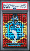 2024 Panini Mosaic Brian Thomas Jr. #323 Mosaic Choice Fusion Red and Yellow SN Jacksonville Jaguars PSA 10 front