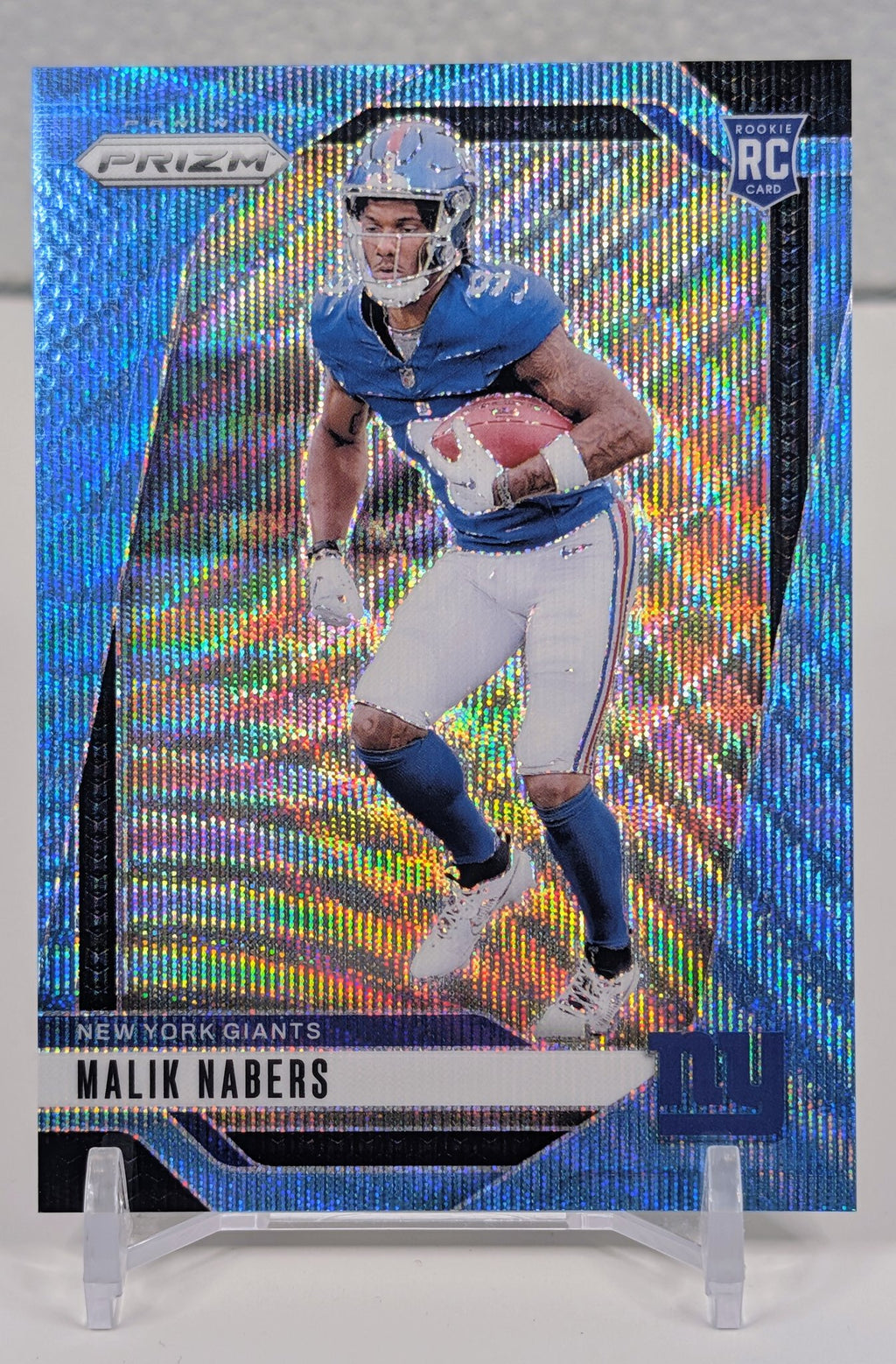 Malik Nabers 2024 Panini Prizm #370 Blue Wave Rookie RC New York Giants - front image