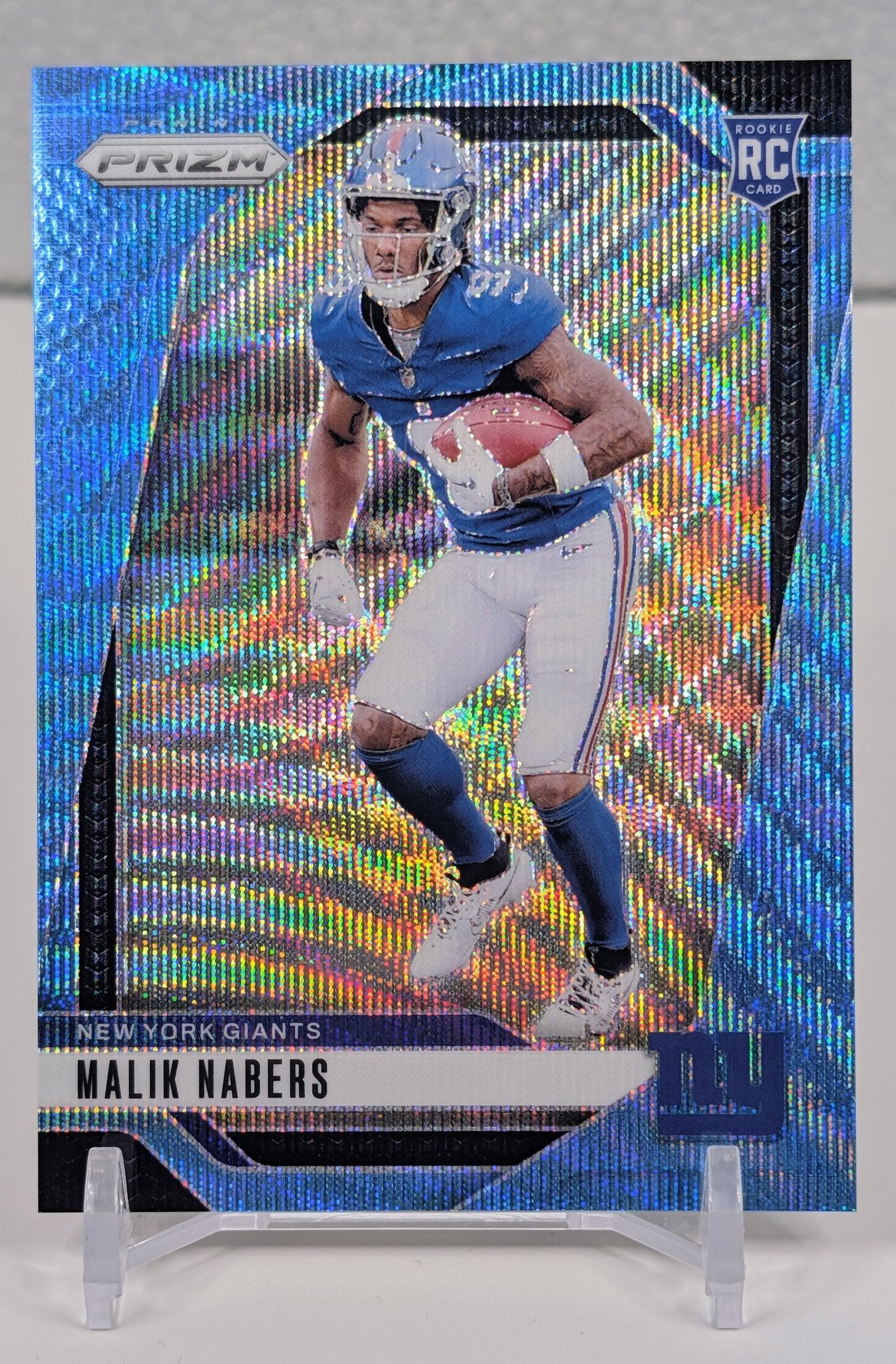 Malik Nabers 2024 Panini Prizm #370 Blue Wave Rookie RC New York Giants - front image