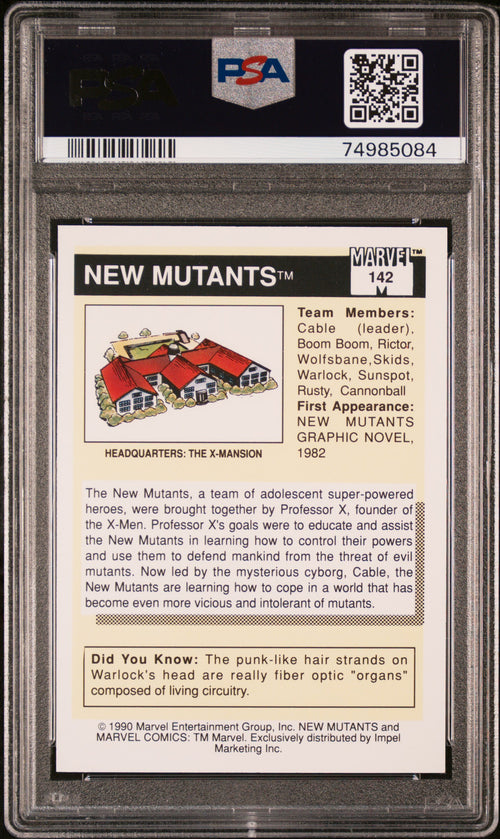 1990 Marvel Universe New Mutants #142 PSA 9 back