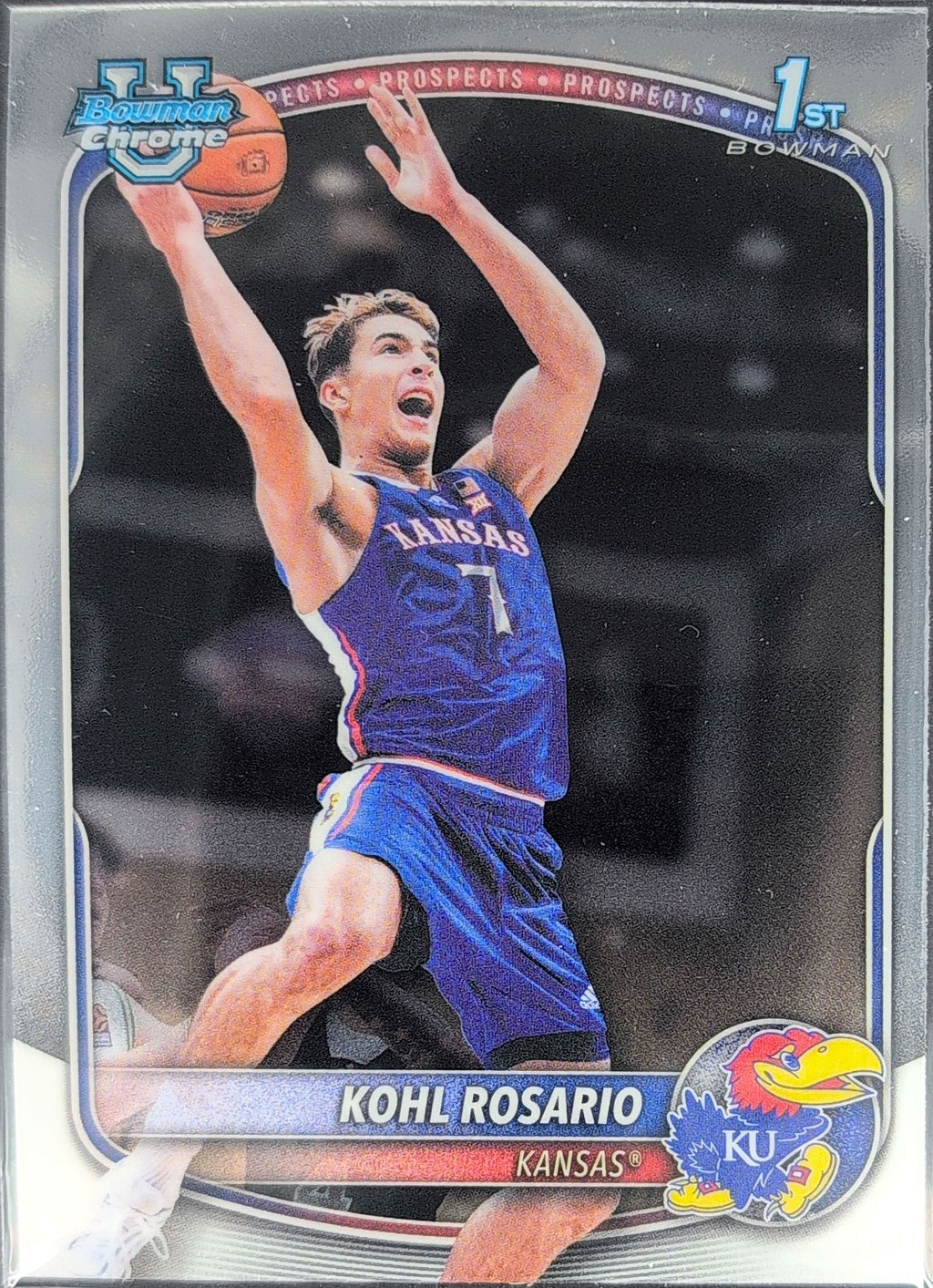 2025-26 Bowman Kohl Rosario #BCP-95 Chrome Prospects Kansas Jayhawks front