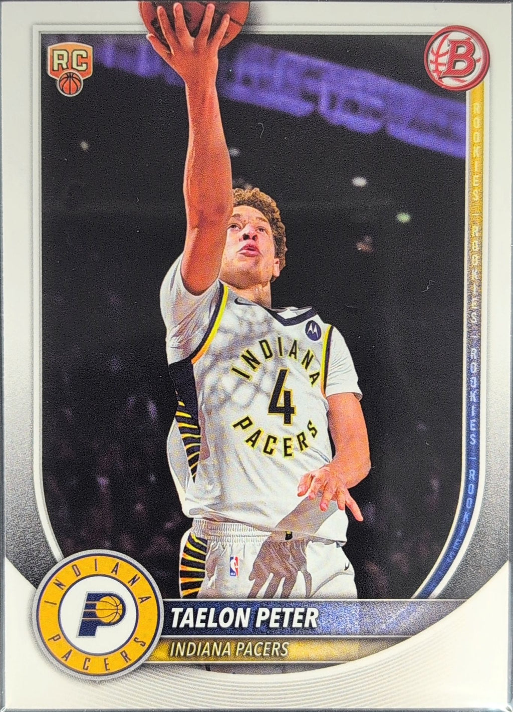 2025-26 Bowman Taelon Peter #50 RC Indiana Pacers front