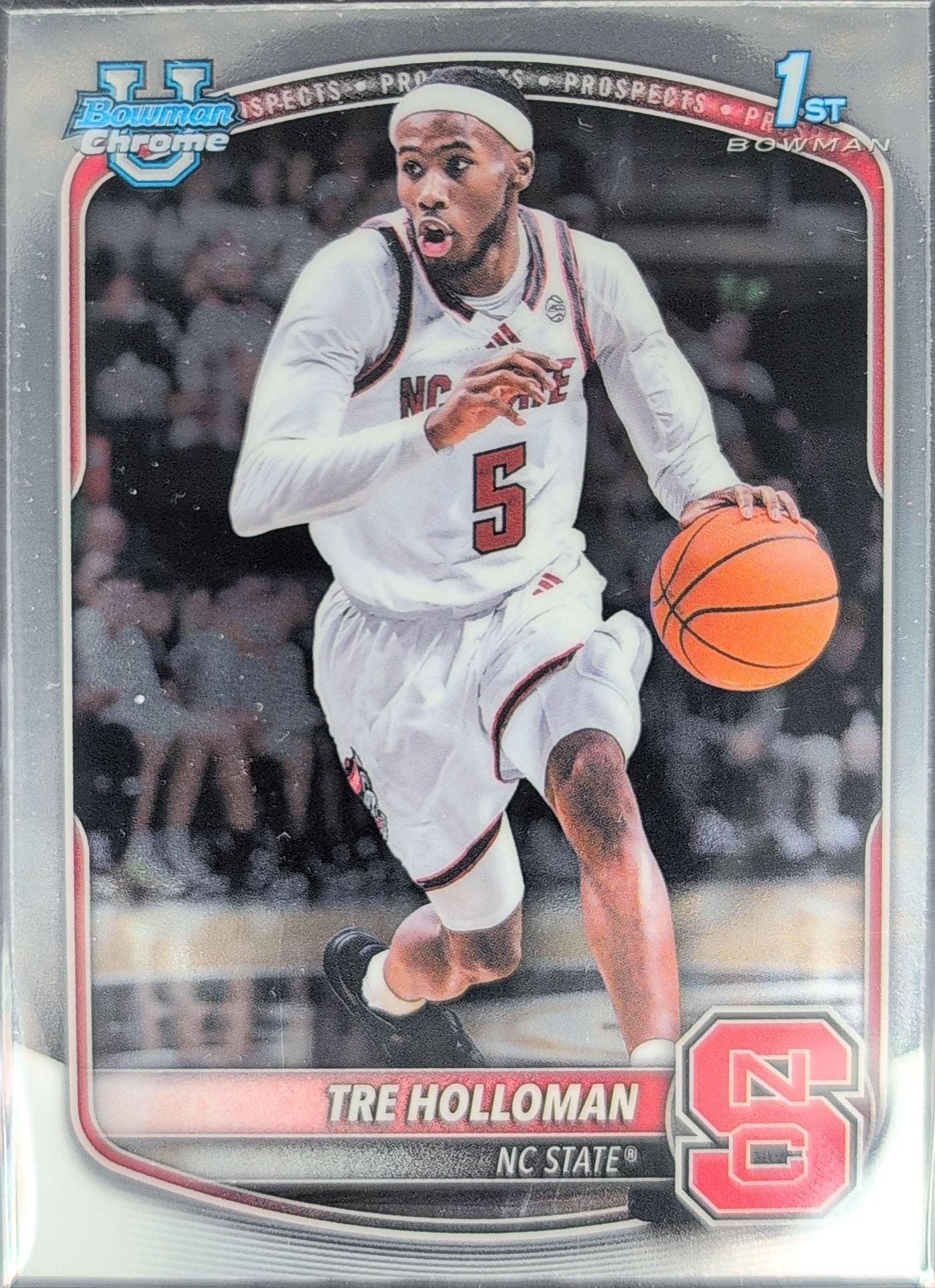 2025-26 Bowman Tre Holloman #BCP-81 Chrome Prospects NC State Wolfpack front