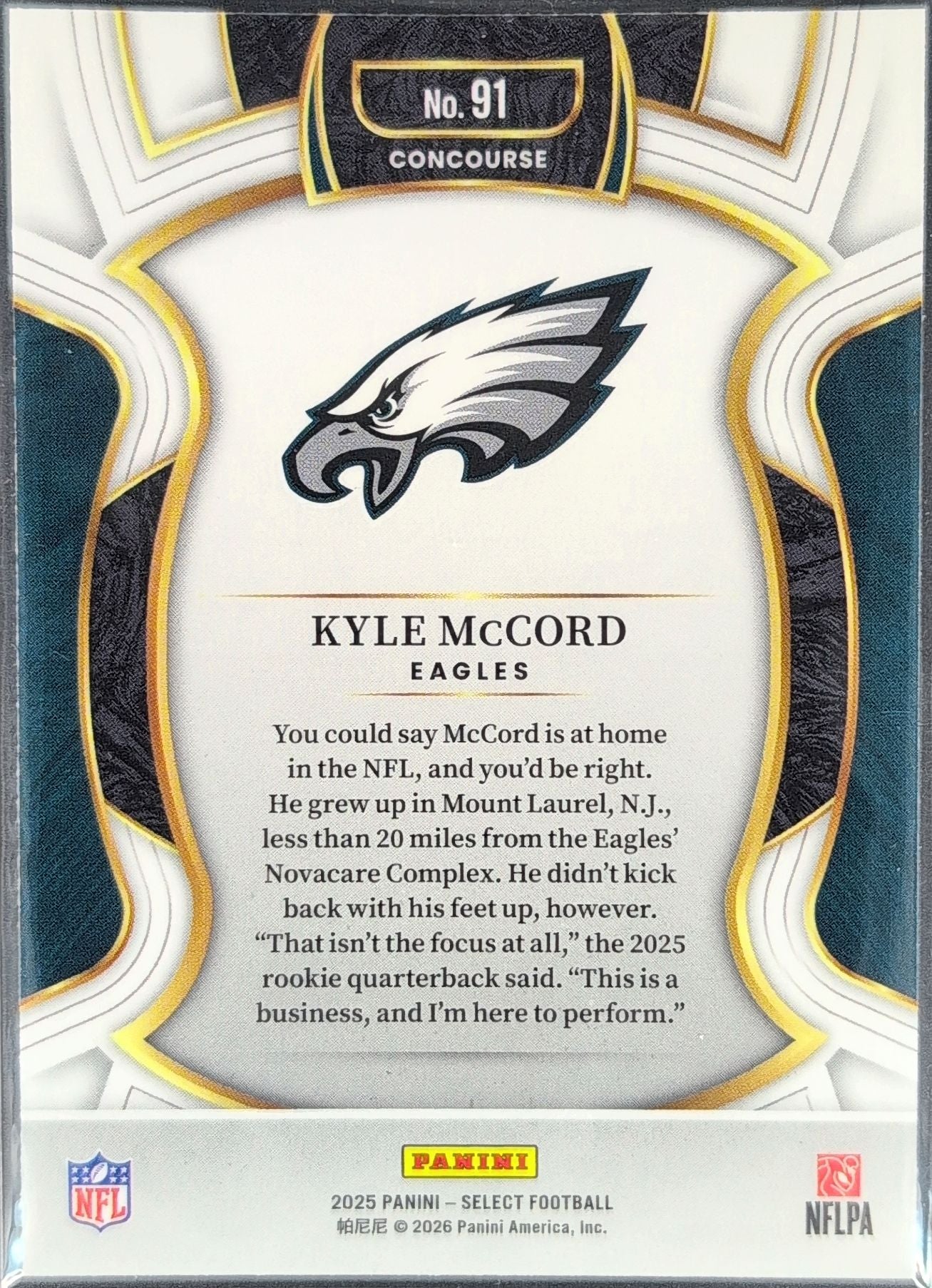 2025 Panini Select Kyle McCord #91 RC Philadelphia Eagles back