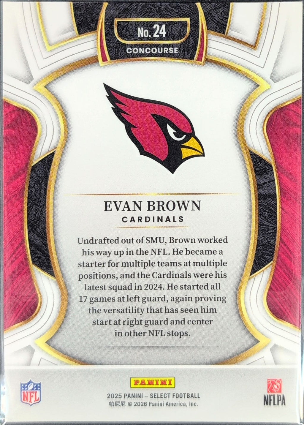2025 Panini Select Evan Brown #24 Arizona Cardinals back