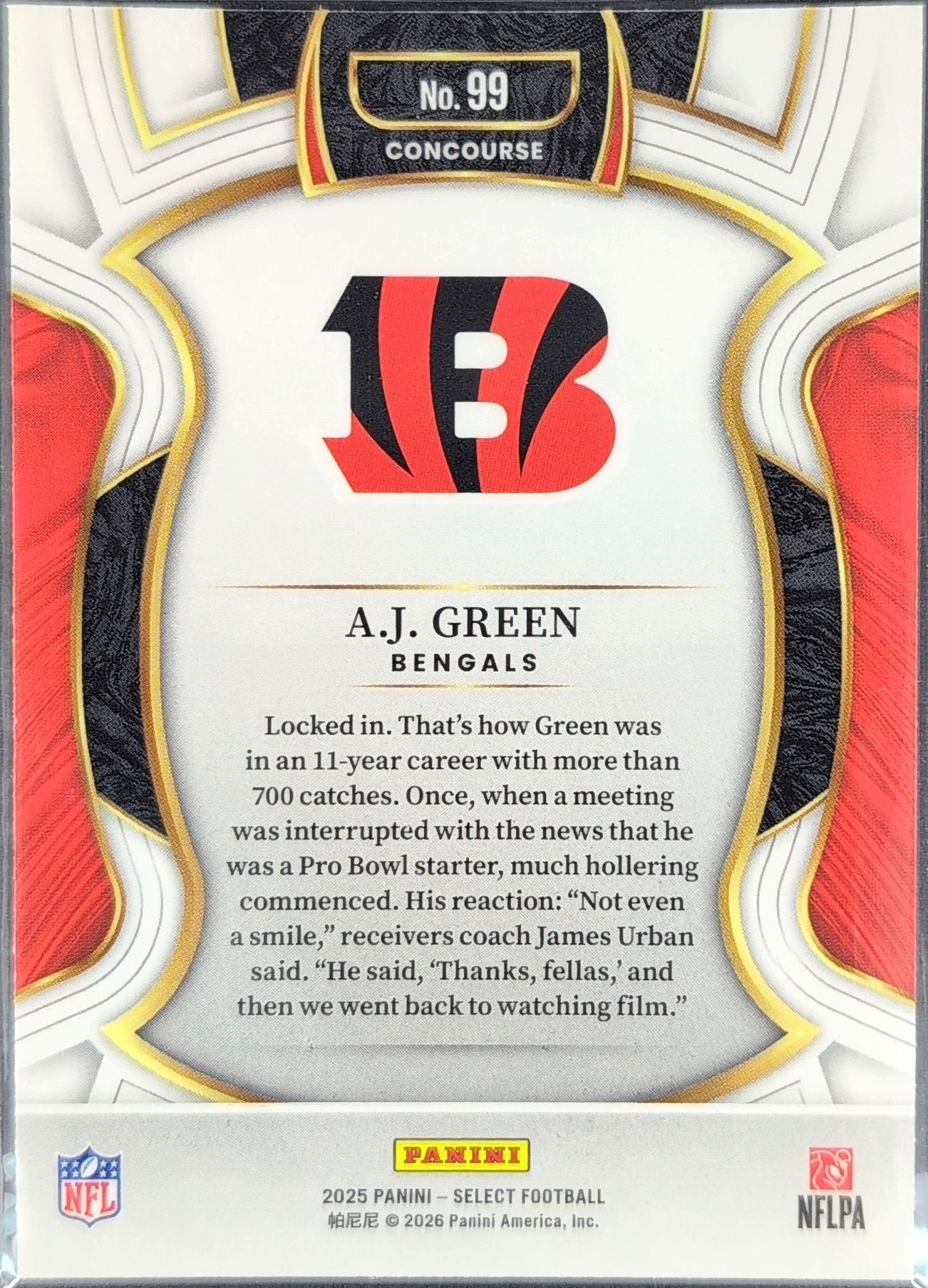 A.J. Green 2025 Panini Select #99 Cincinnati Bengals - back image