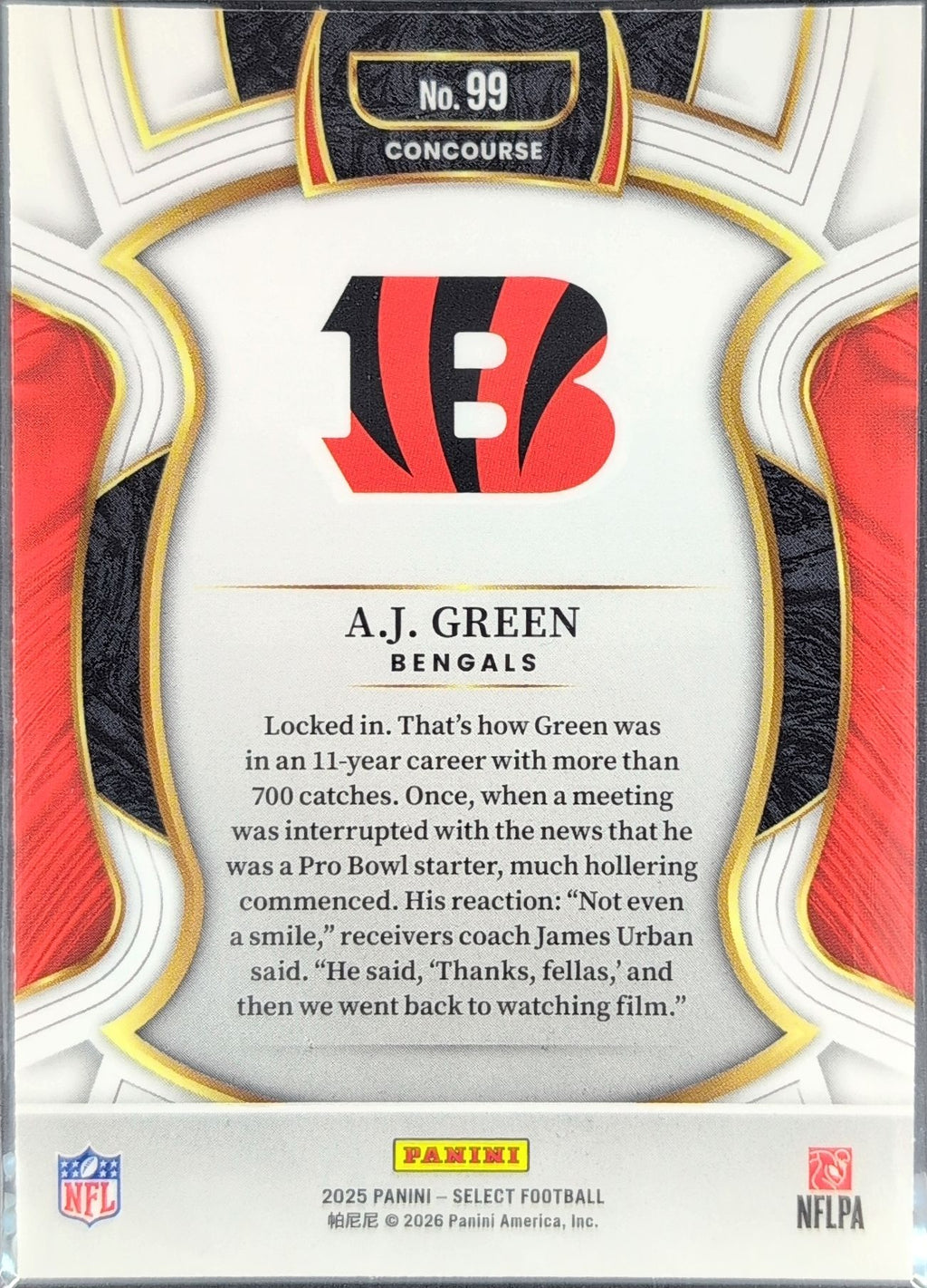 2025 Panini Select A.J. Green #99 Cincinnati Bengals back