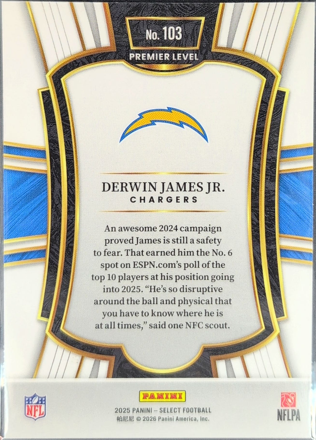 2025 Panini Select Derwin James Jr. #103 Los Angeles Chargers back