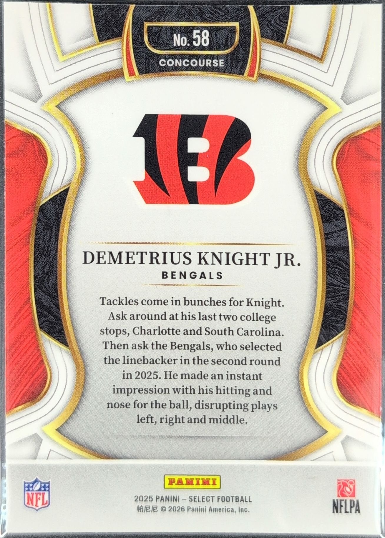 Demetrius Knight Jr. 2025 Panini Select #58 Cincinnati Bengals - back image