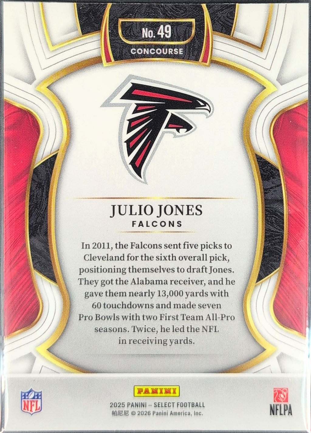 2025 Panini Select Julio Jones #49 Atlanta Falcons back