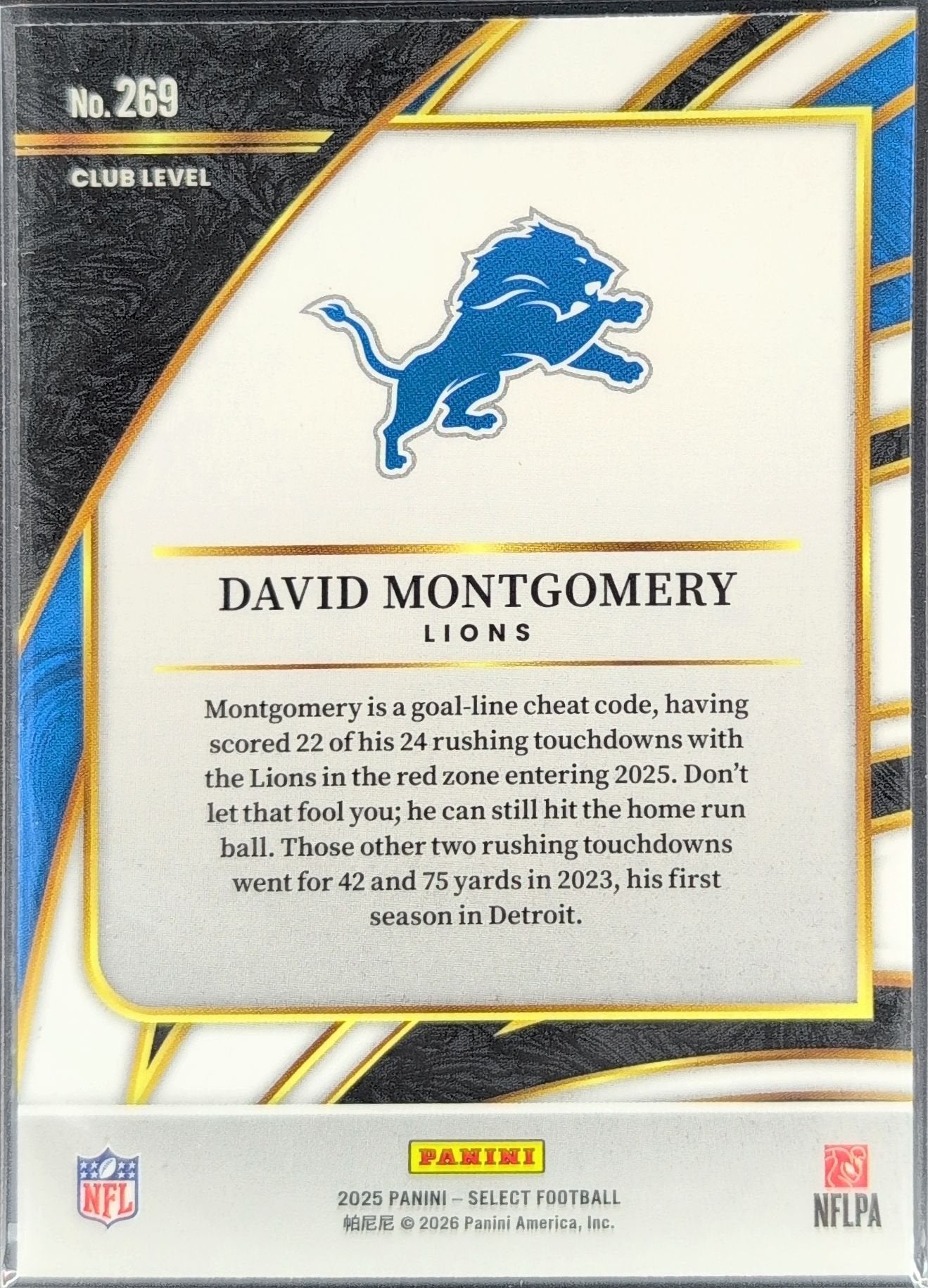 David Montgomery 2025 Panini Select #269 Detroit Lions - back image