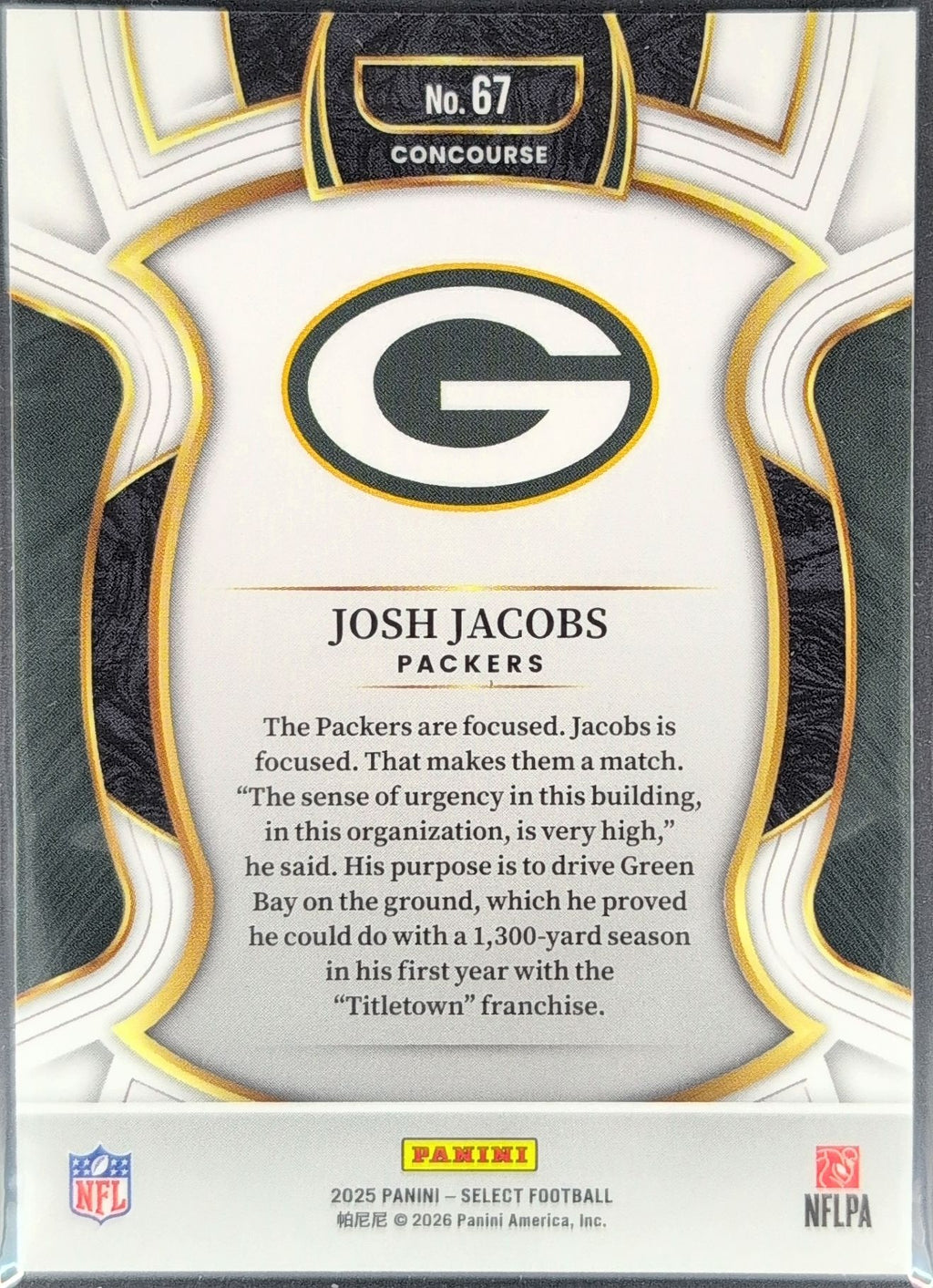 2025 Panini Select Josh Jacobs #67 Green Bay Packers back