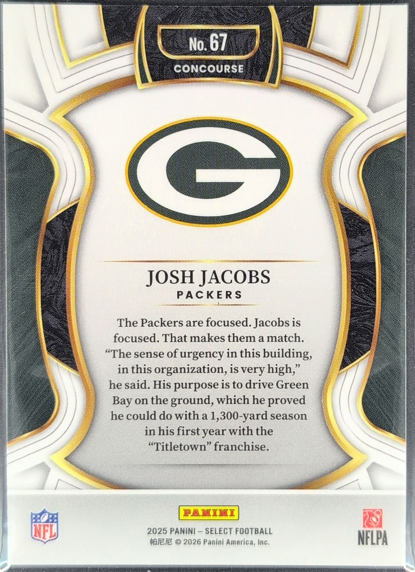 2025 Panini Select Josh Jacobs #67 Green Bay Packers back