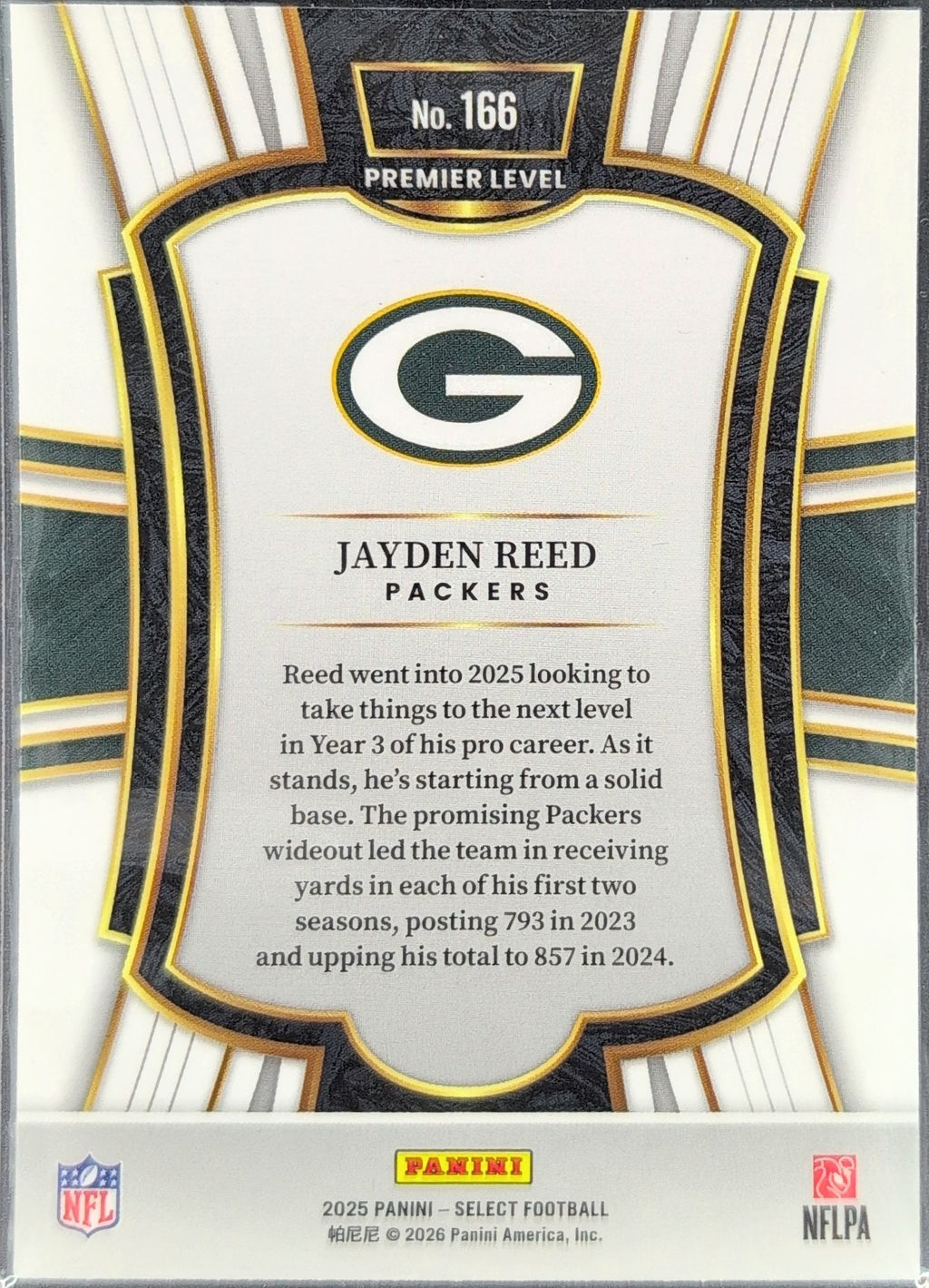 2025 Panini Select Jayden Reed #166 Green Bay Packers back