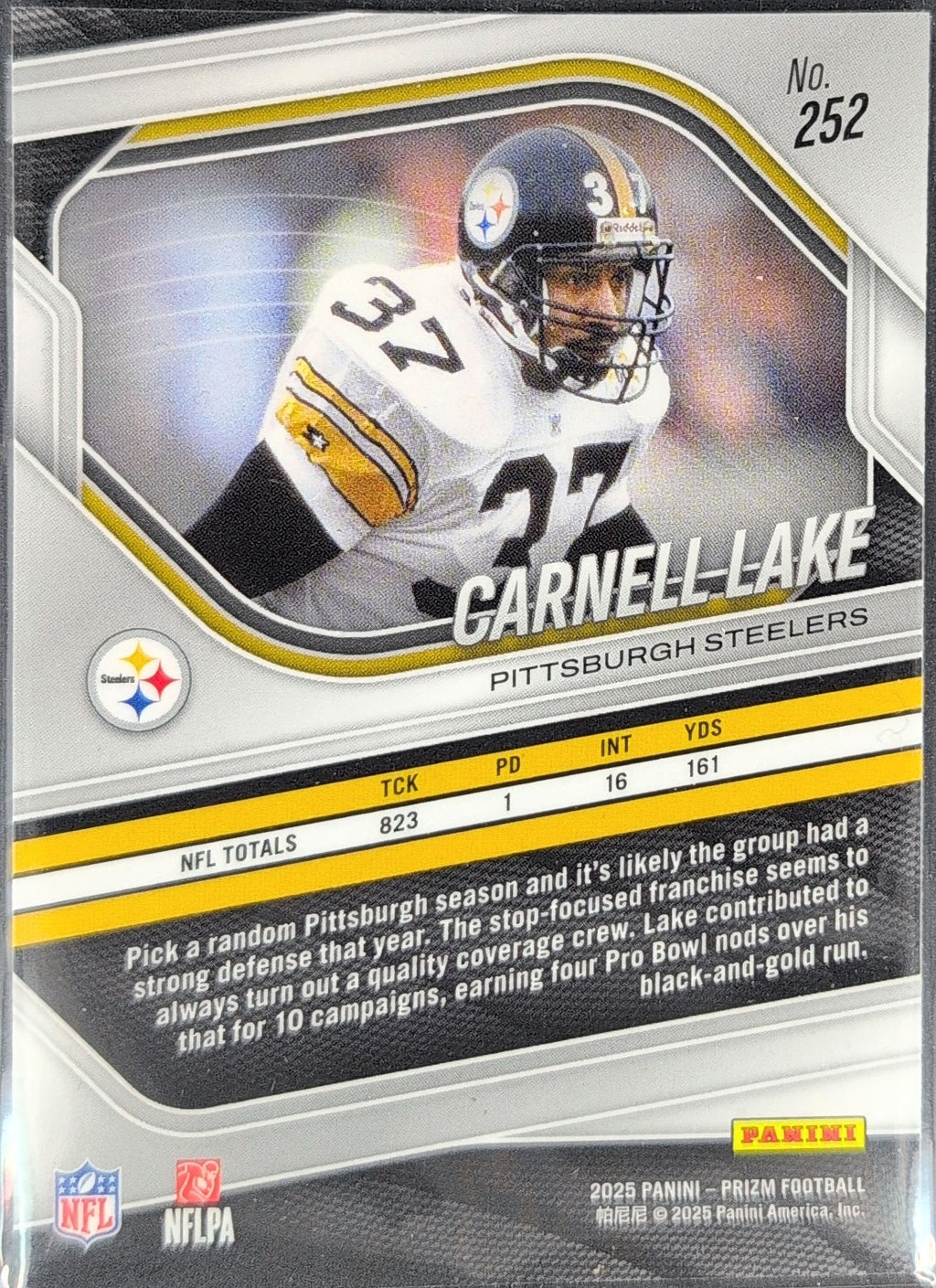 2025 Panini Prizm Carnell Lake #252 Pittsburgh Steelers back