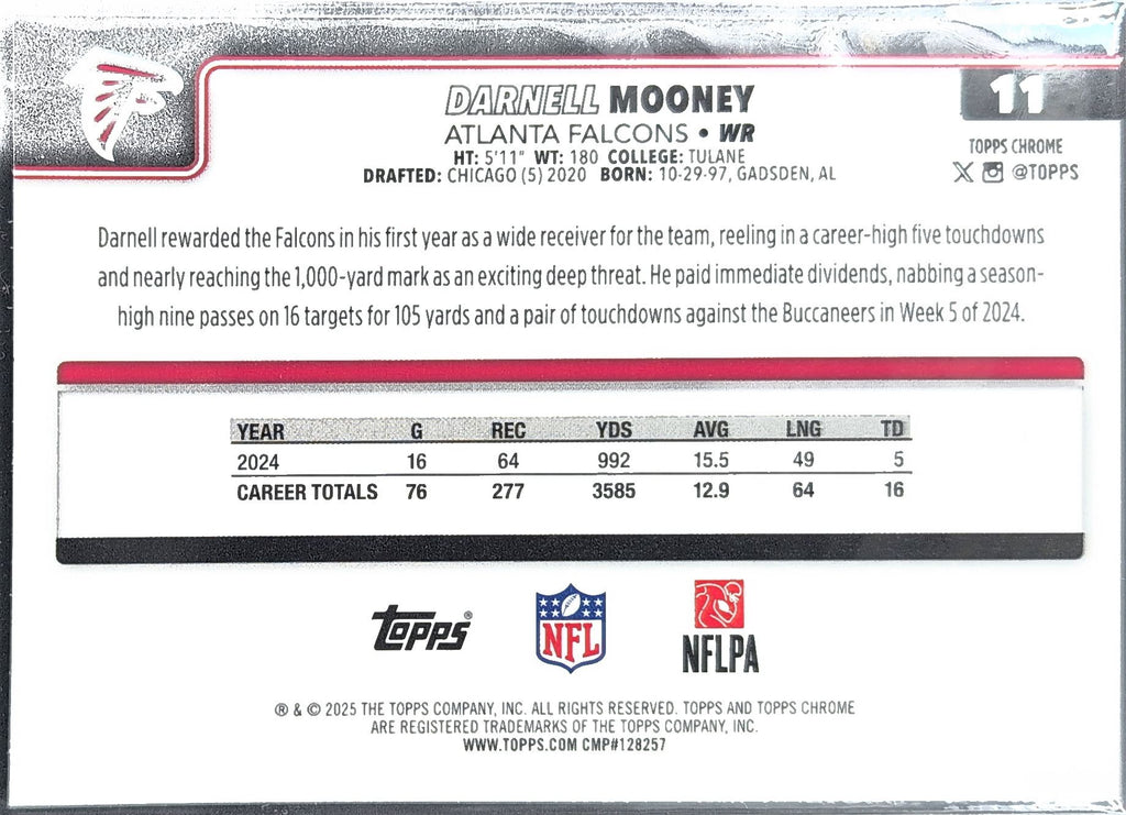 2025 Topps Chrome Darnell Mooney #11 Atlanta Falcons back
