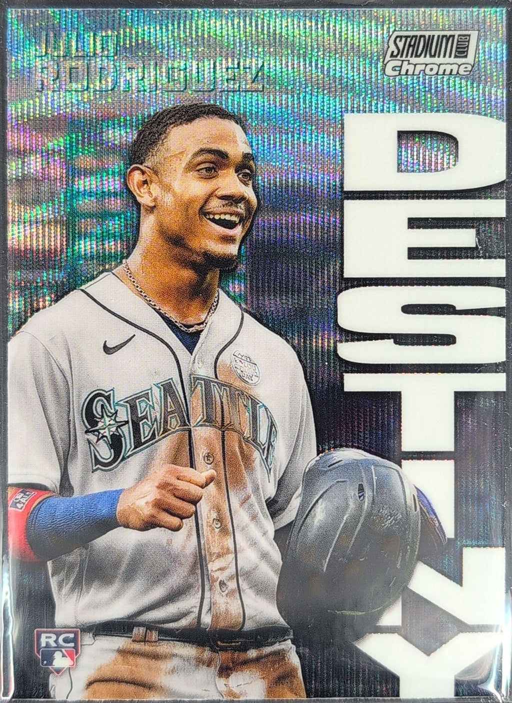 2022 Stadium Club Chrome Julio Rodriguez #3B Dynasty and Destiny Wave Refractor Seattle Mariners front
