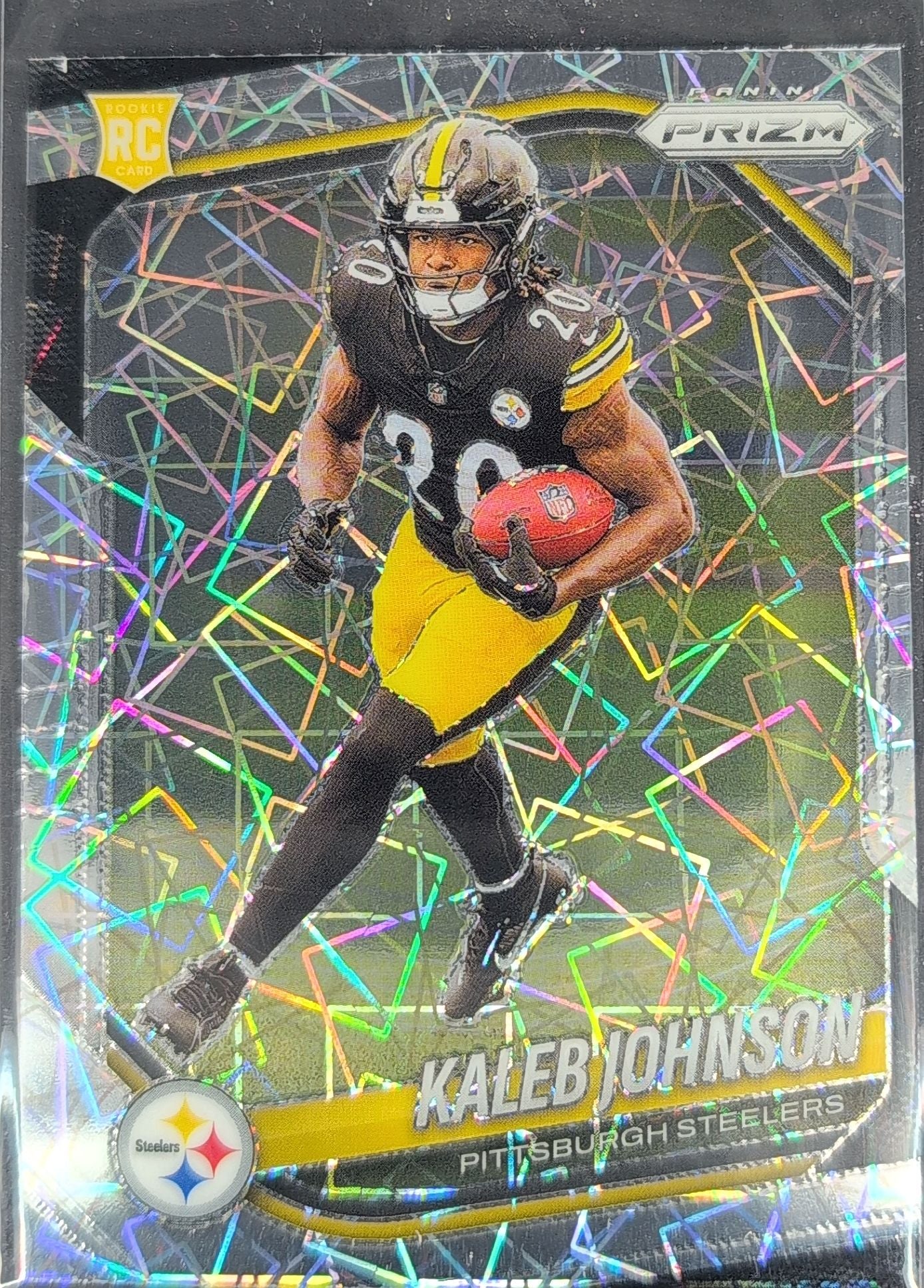 2025 Panini Prizm Kaleb Johnson #375 Lazer Pittsburgh Steelers front