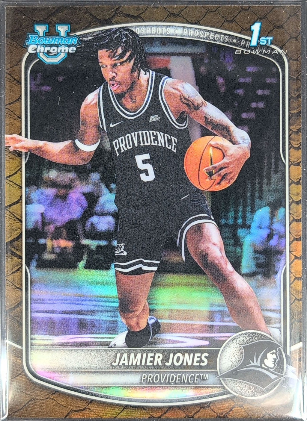 2025-26 Bowman Jamier Jones #BCP-59 Chrome Prospects Reptilian Refractor Providence Friars front