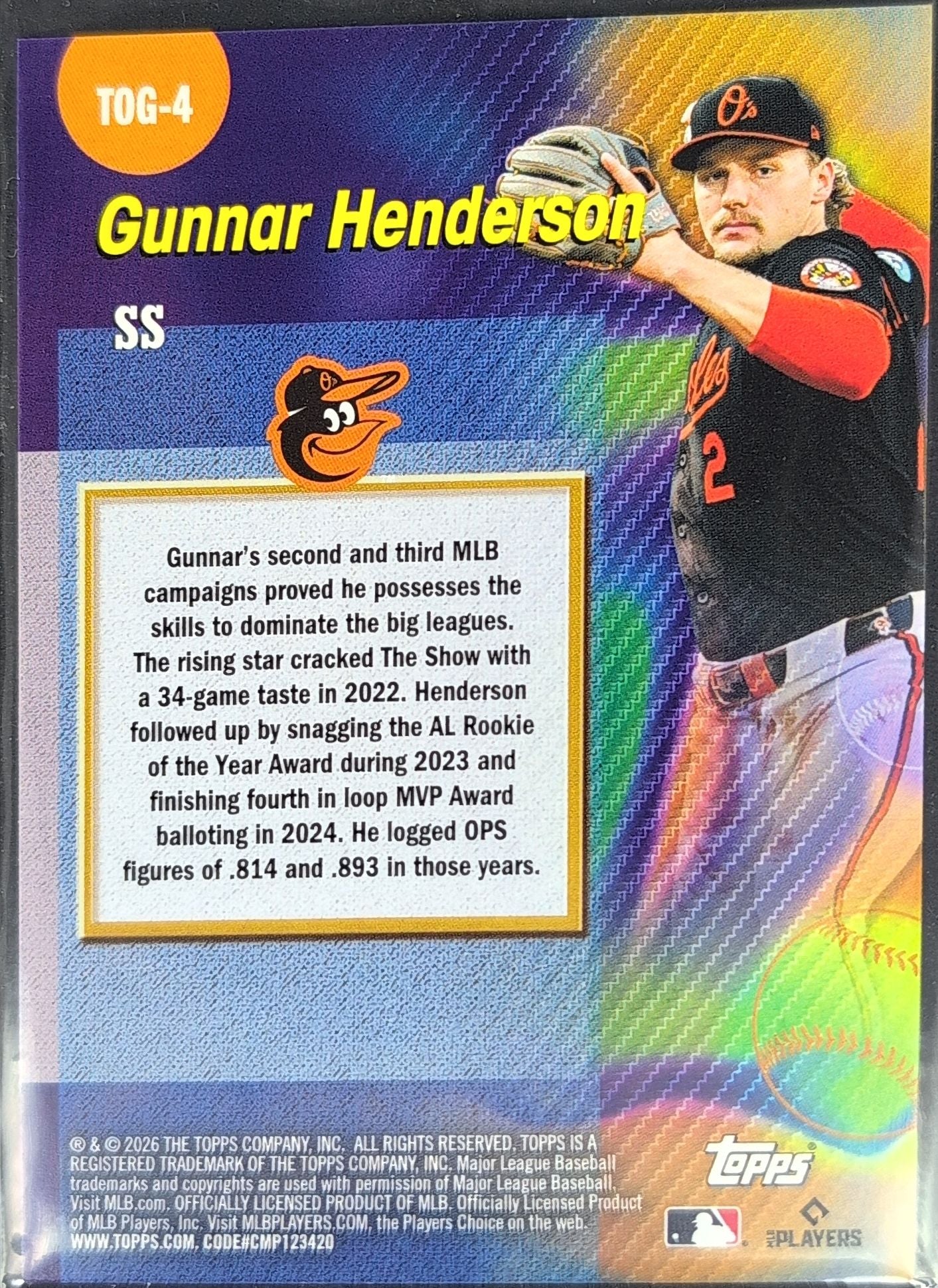 2026 Topps Gunnar Henderson #TOG-4 Titans of the Game Baltimore Orioles back