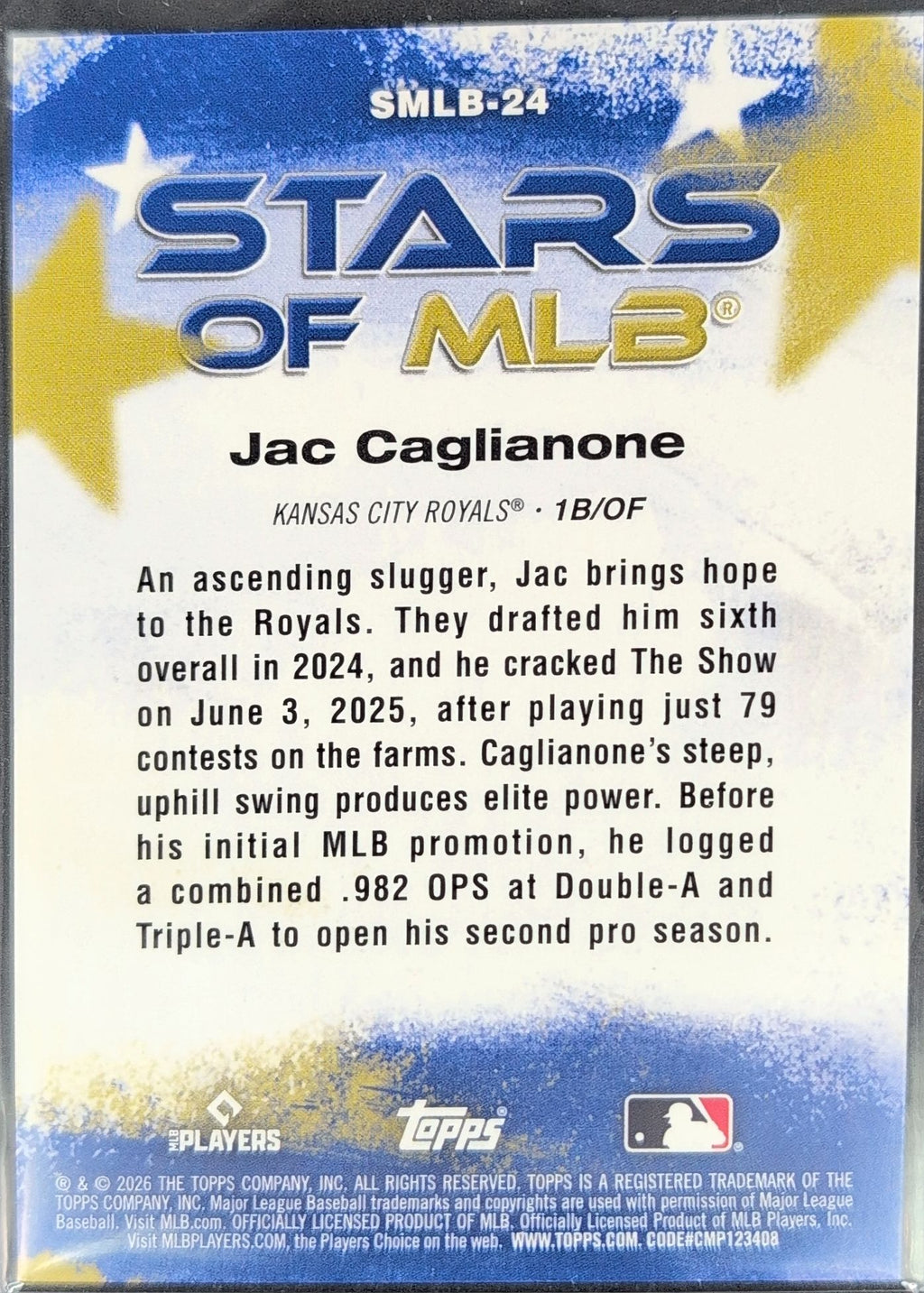 2026 Topps Jac Caglianone #SMLB-24 Stars of MLB Kansas City Royals back