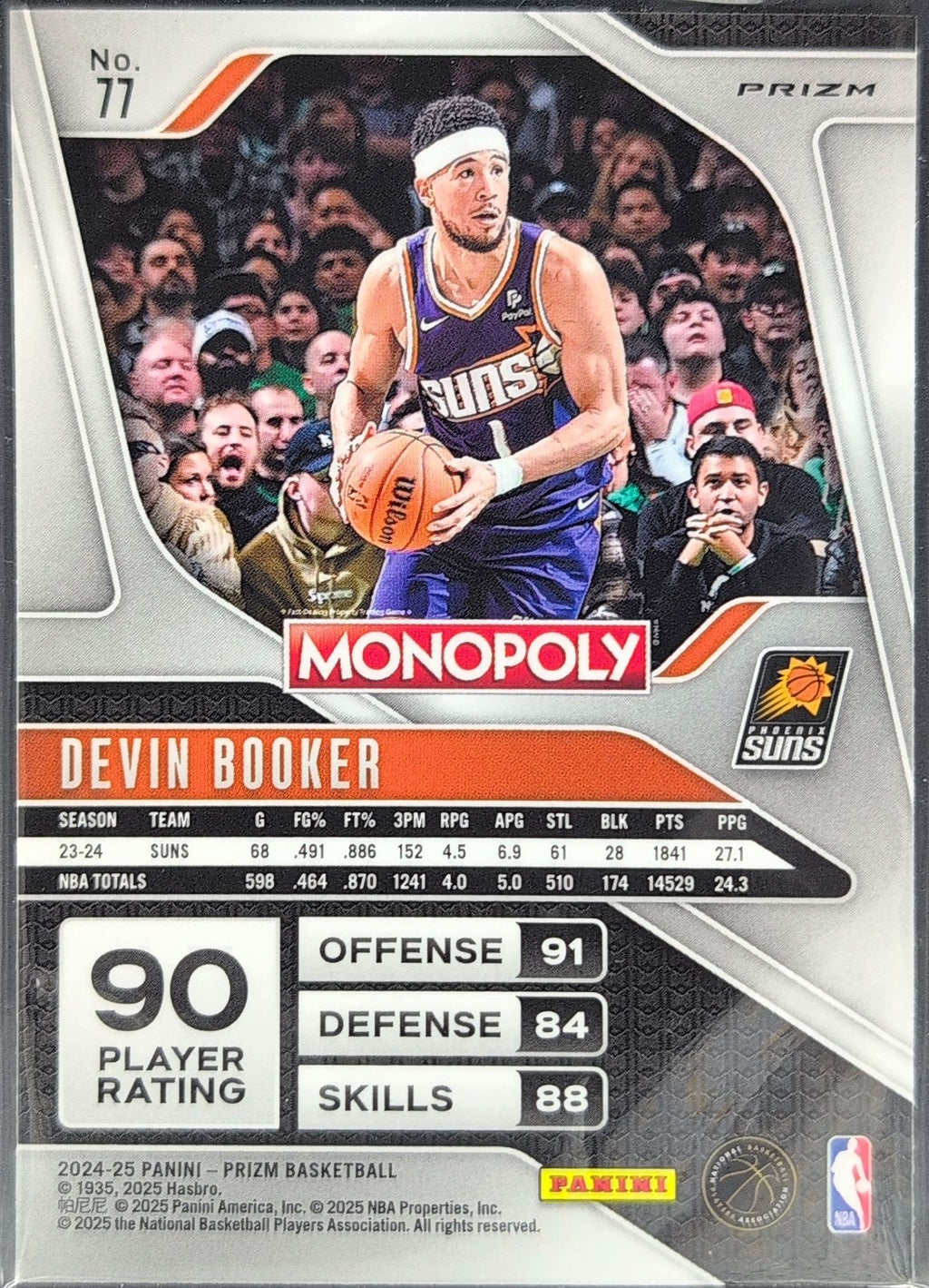2024-25 Panini Prizm Monopoly Devin Booker #77 Red Prizms Phoenix Suns back