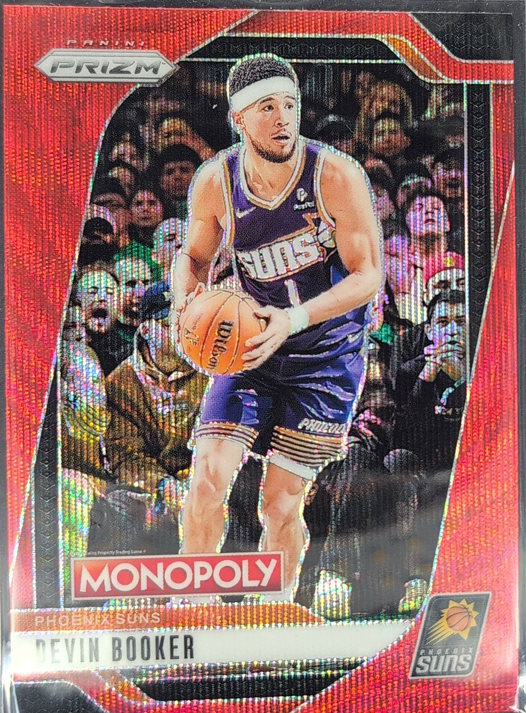 2024-25 Panini Prizm Monopoly Devin Booker #77 Red Prizms Phoenix Suns front