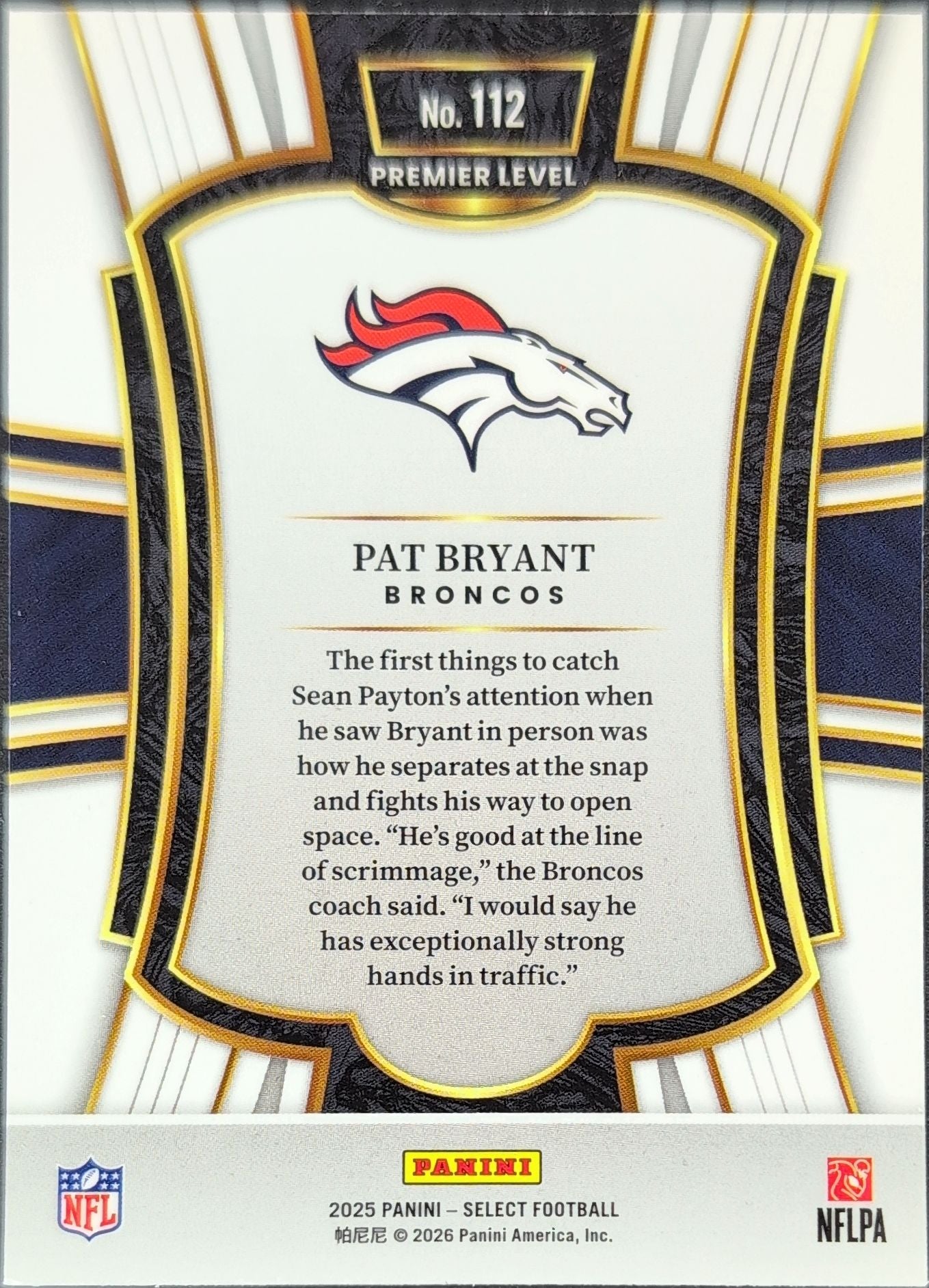 2025 Panini Select Pat Bryant #112 Denver Broncos back