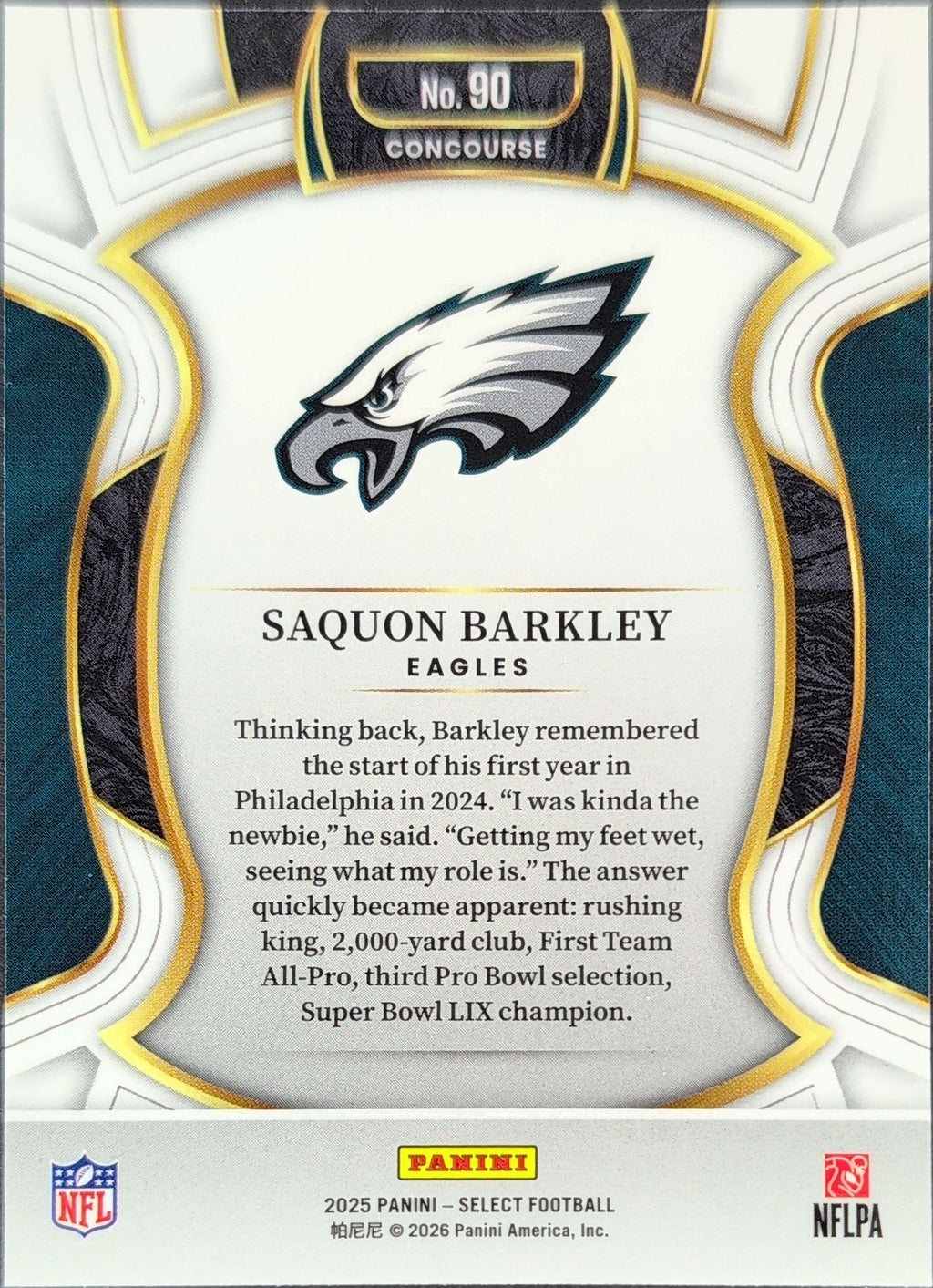 2025 Panini Select Saquon Barkley #90 Philadelphia Eagles back