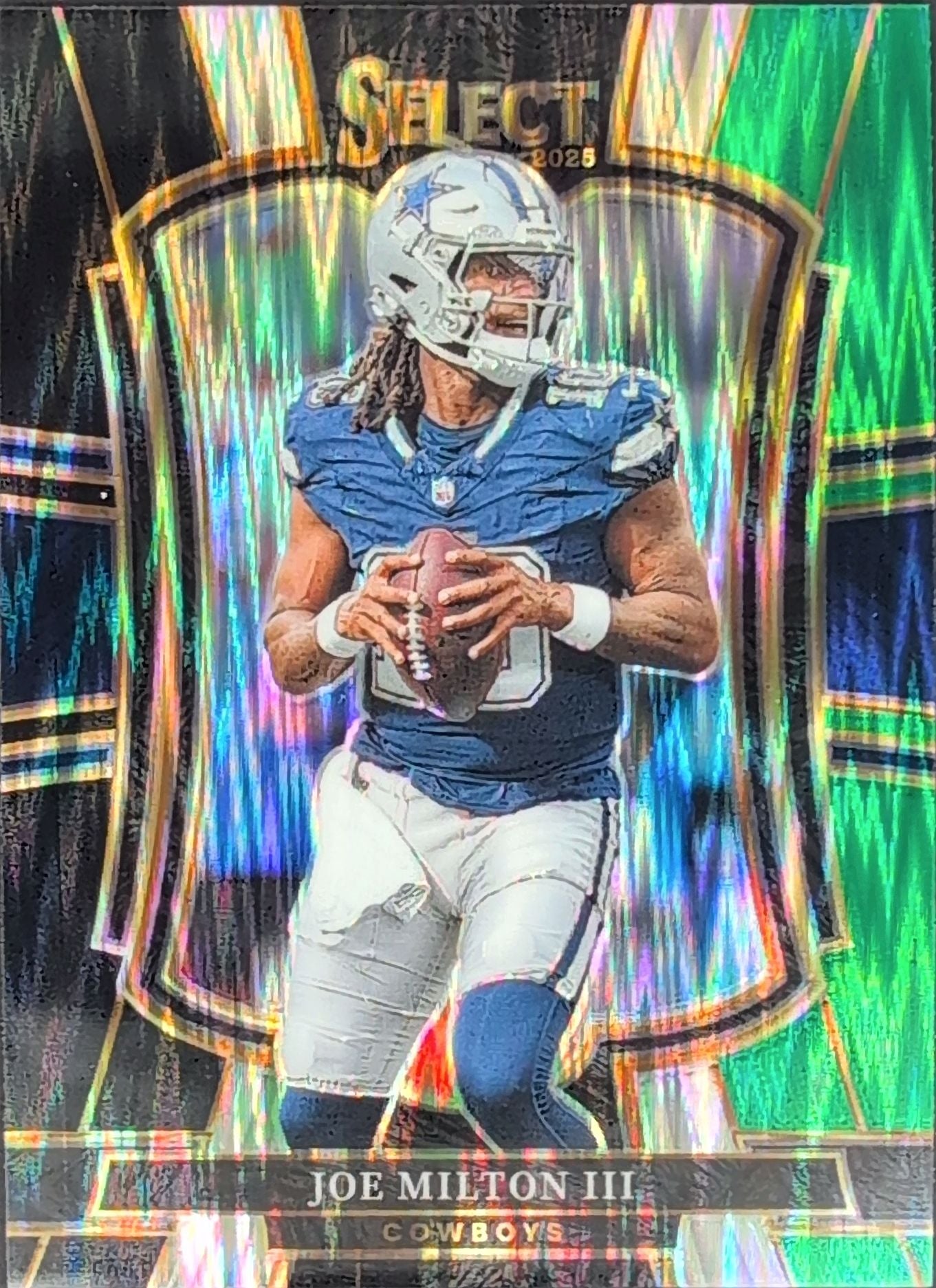 2025 Panini Select Joe Milton III #196 Black and Green Prizm Shock Dallas Cowboys front