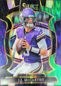 2025 Panini Select J.J. McCarthy #63 Black and Green Prizm Shock Minnesota Vikings front