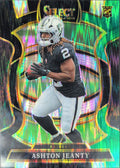 2025 Panini Select Ashton Jeanty #4 Black and Green Prizm Shock RC Las Vegas Raiders front