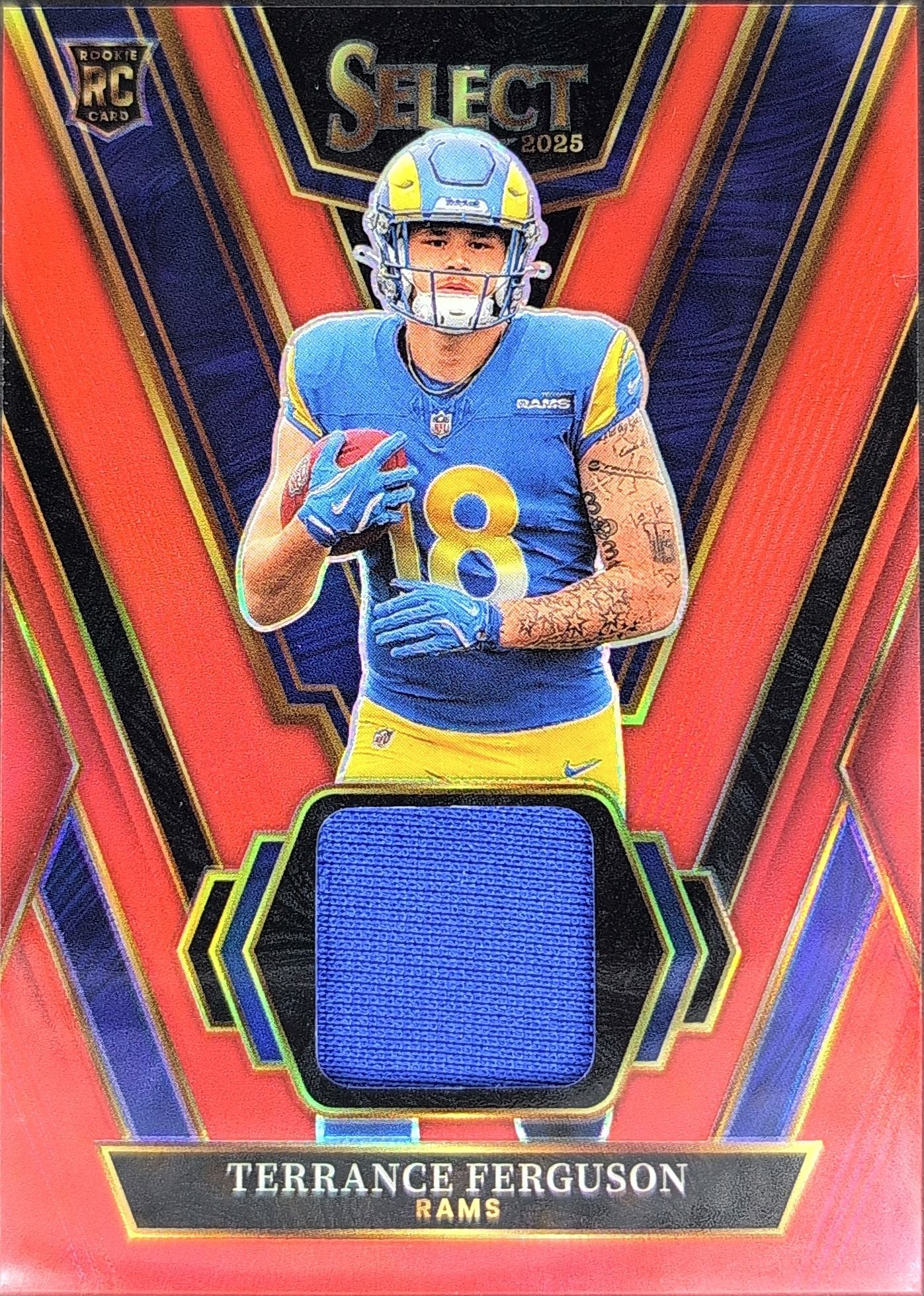 Terrance Ferguson 2025 Select #RSW-TFN RC Swatches Red Prizm Los Angeles Rams