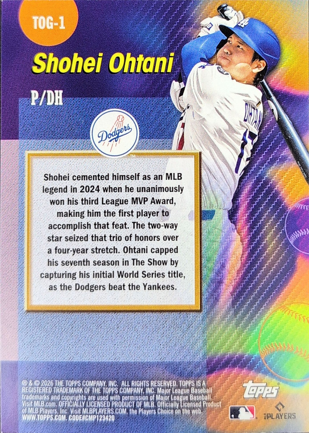 2026 Topps Shohei Ohtani #TOG-1 Titans of the Game Los Angeles Dodgers back