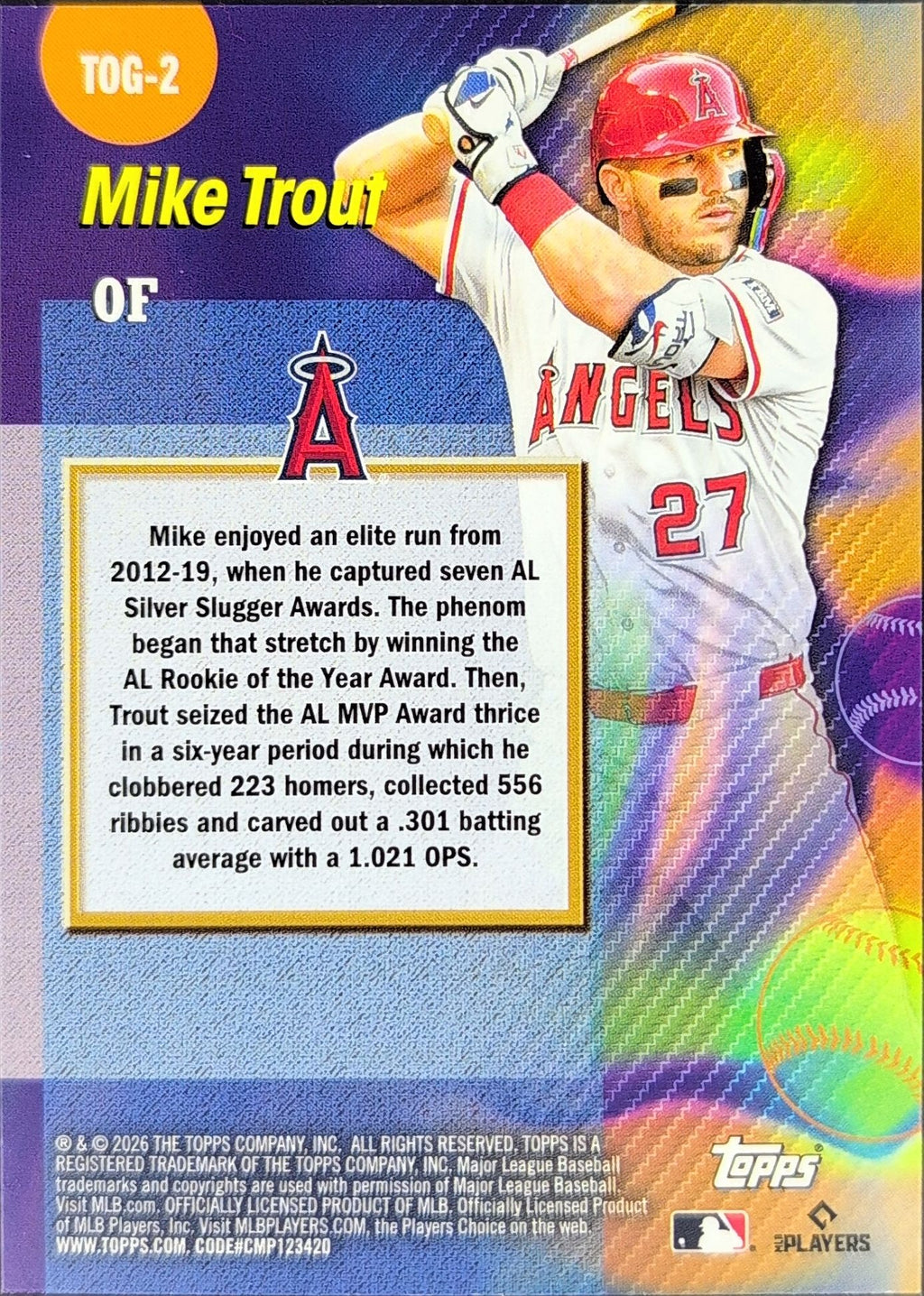 2026 Topps Mike Trout #TOG-2 Titans of the Game Los Angeles Angels back