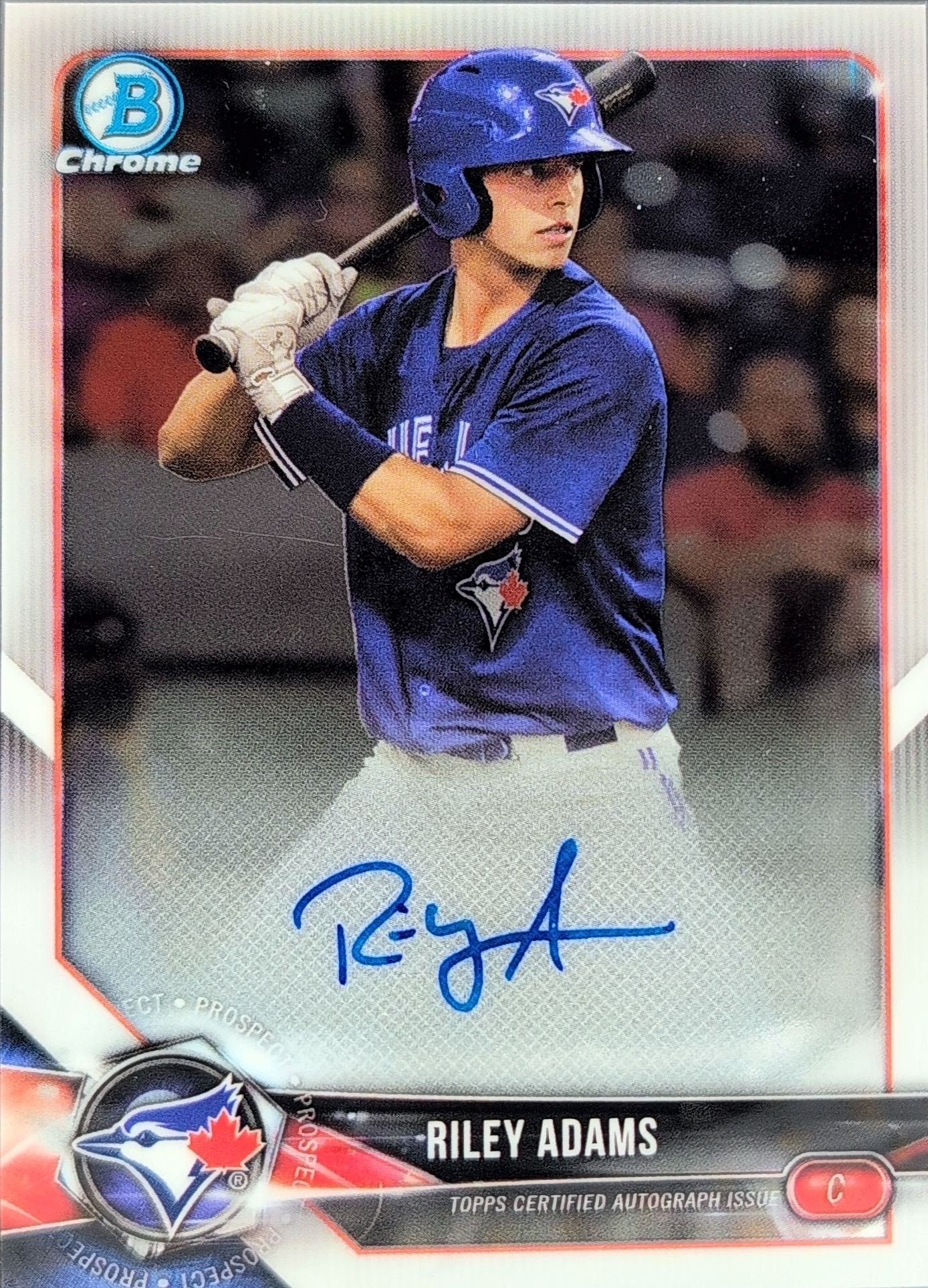 Riley Adams 2018 Bowman Chrome #BCPA-RAD Prospects Autographs Toronto Blue Jays - front image