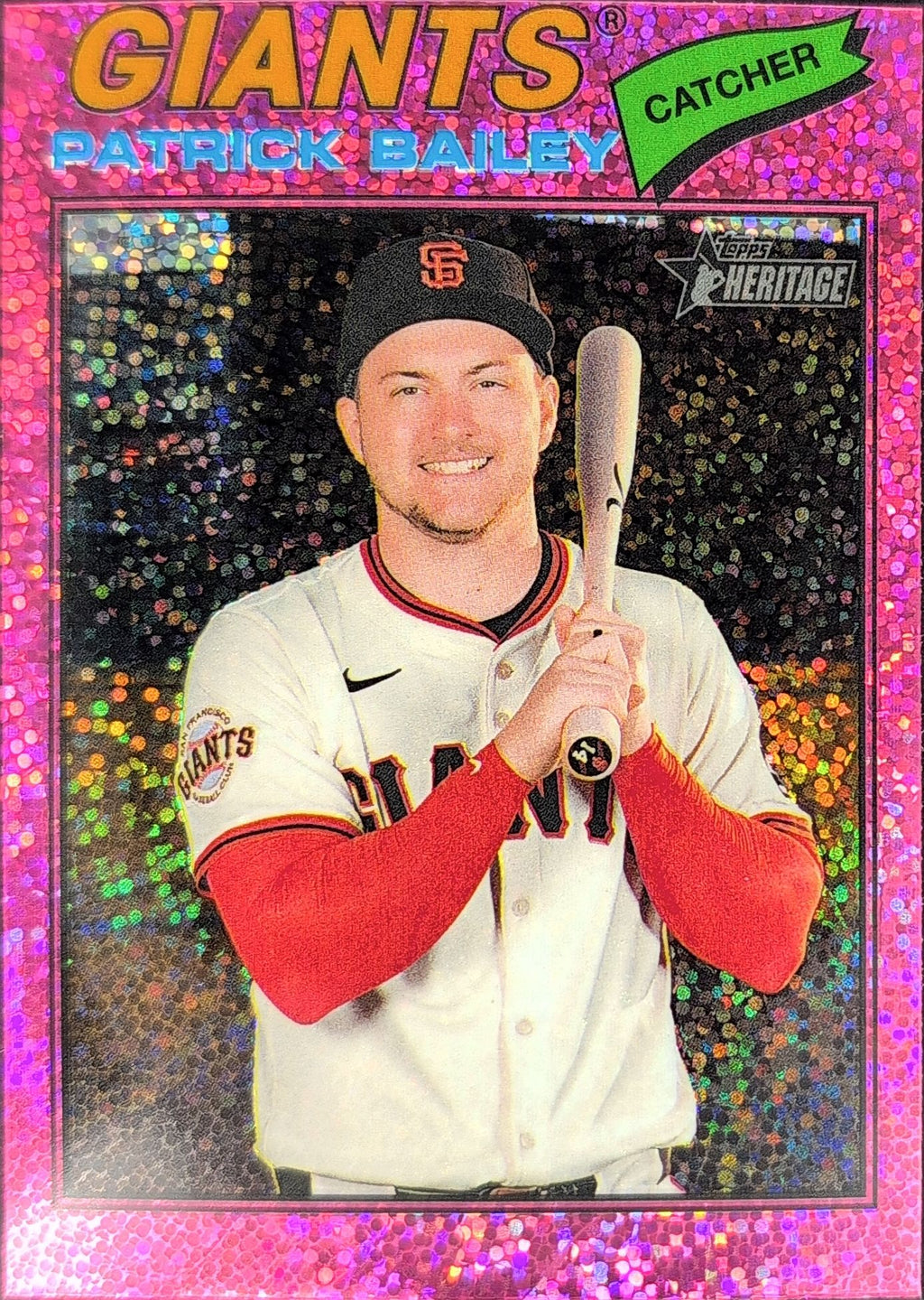 2026 Topps Heritage Patrick Bailey #57 Chrome Pink Sparkle Refractors San Francisco Giants front