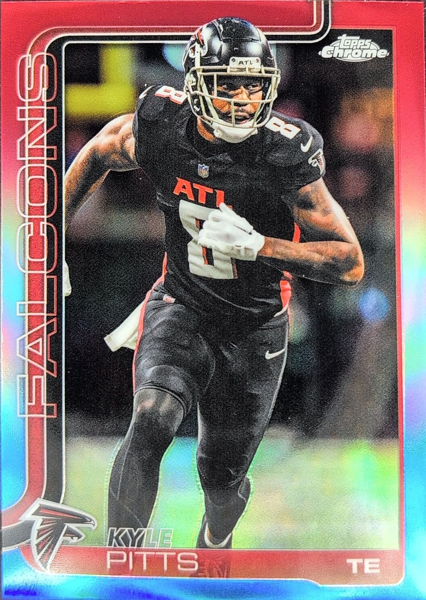 Kyle Pitts 2025 Topps Chrome - Red White and Blue Refractor #14 Atlanta Falcons - front image