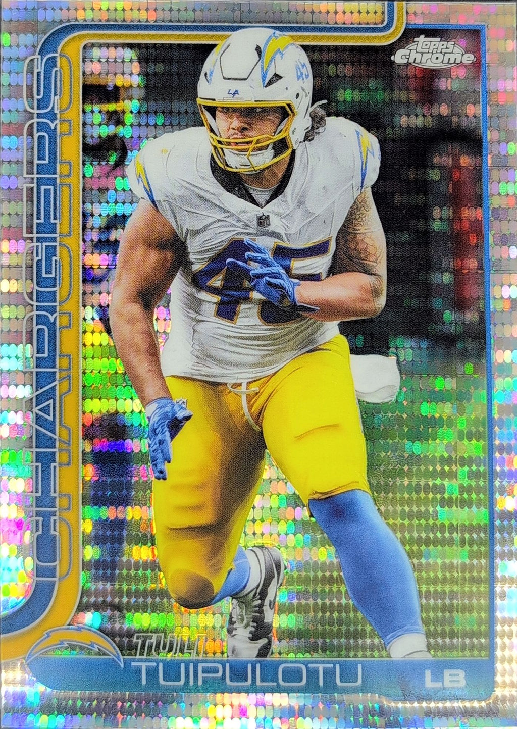 2025 Topps Chrome - Pulsar Refractor Tuli Tuipulotu #163 Los Angeles Chargers front