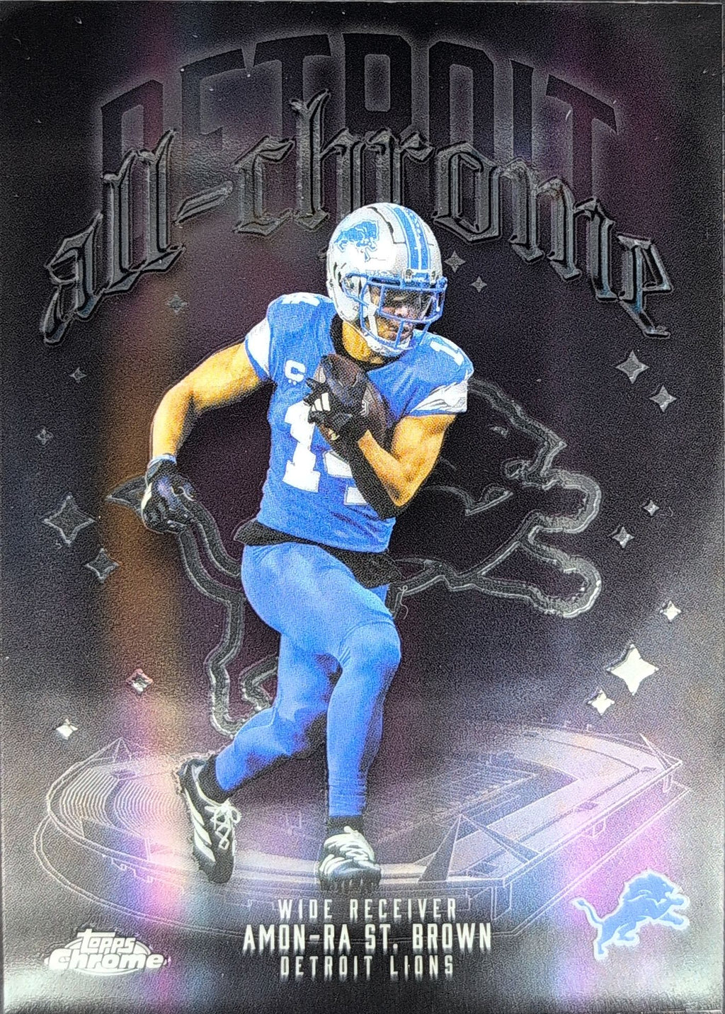 Amon-Ra St. Brown 2025 Topps Chrome #ACT-7 All Chrome Team Detroit Lions