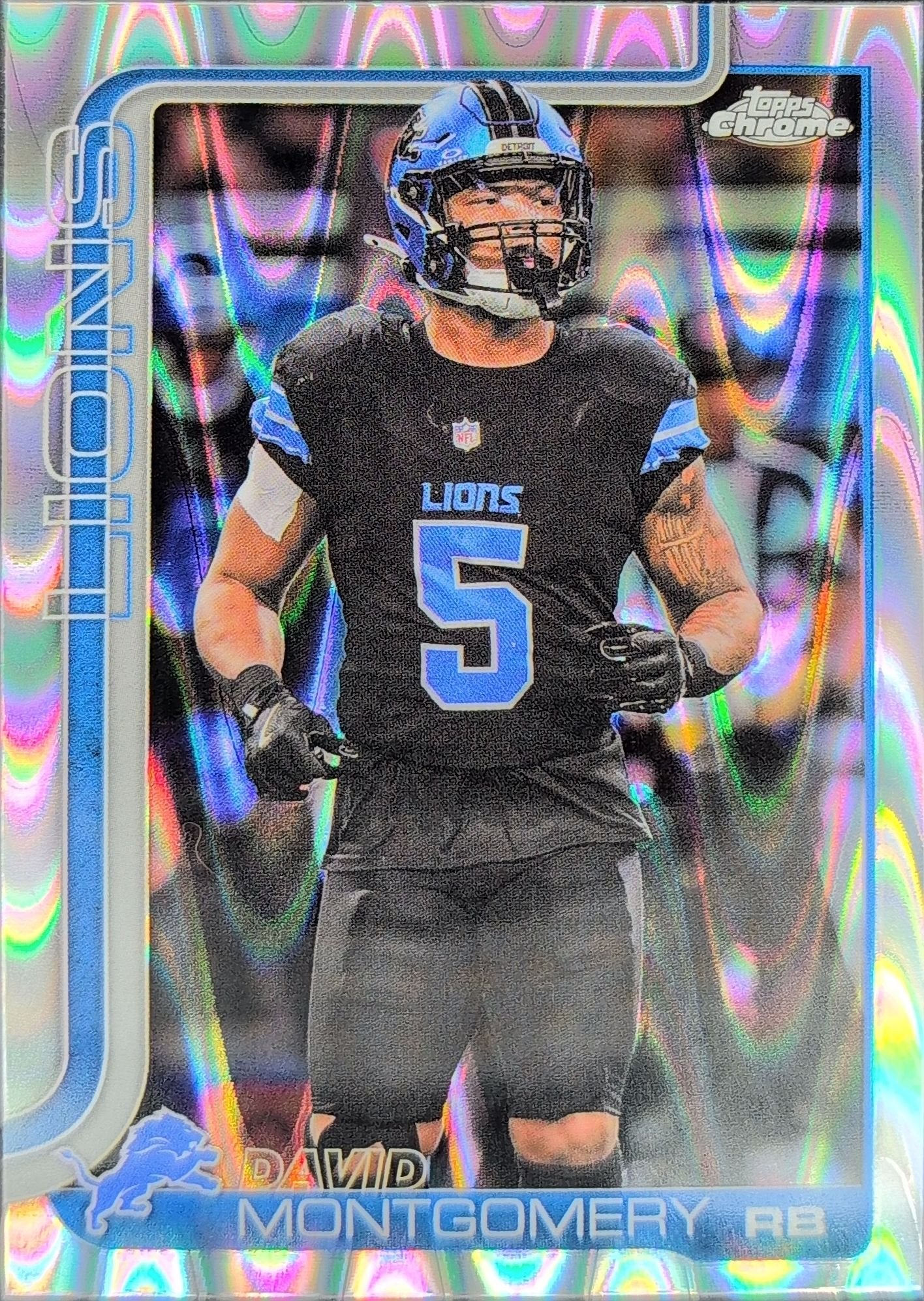 David Montgomery 2025 Topps Chrome - Ray Wave Refractor #103 Detroit Lions - front image