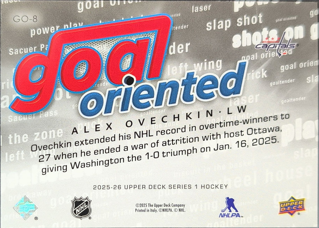 2025-26 Upper Deck Alex Ovechkin #GO-8 Goal Oriented Washington Capitals back