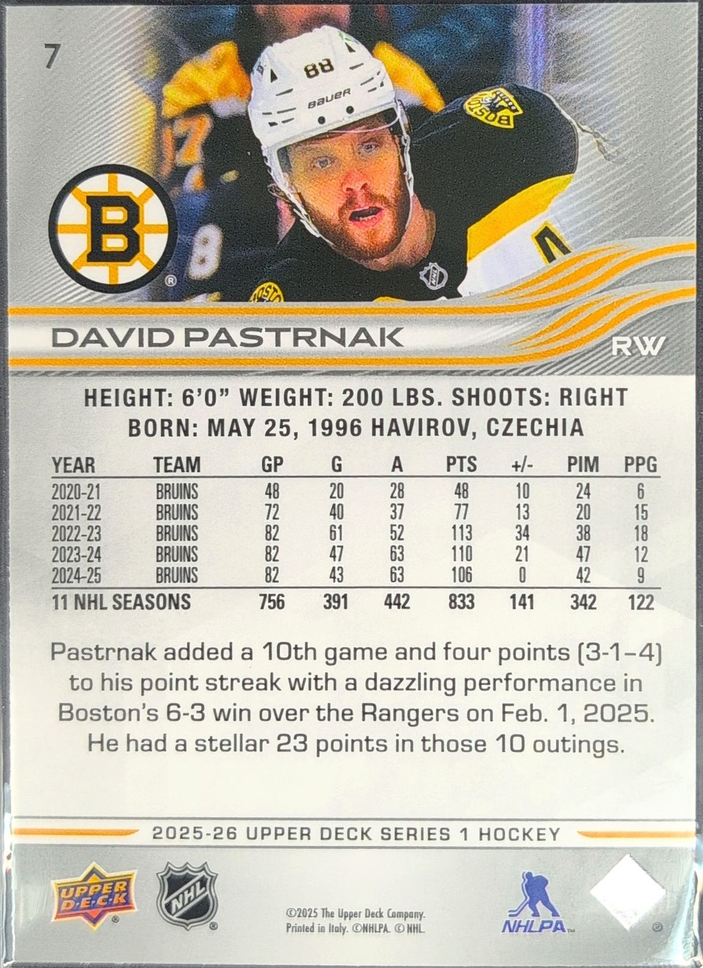 2023-24 Upper Deck Trent Frederic #12 Boston Bruins back