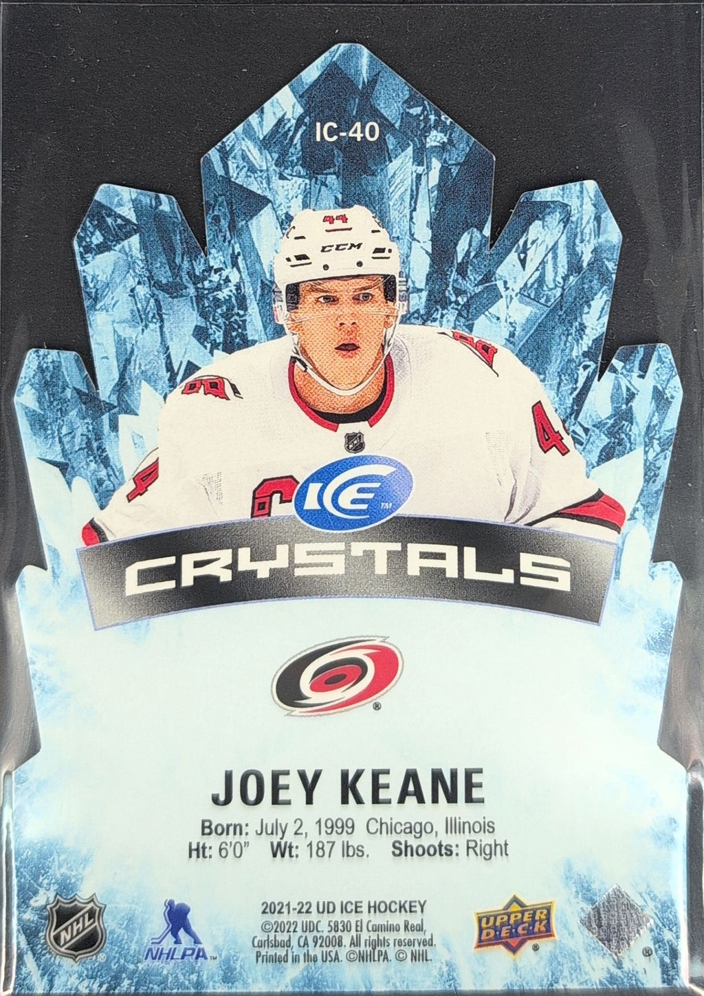 2021-2022 Upper Deck Joey Keane #IC-40 Carolina Hurricanes back