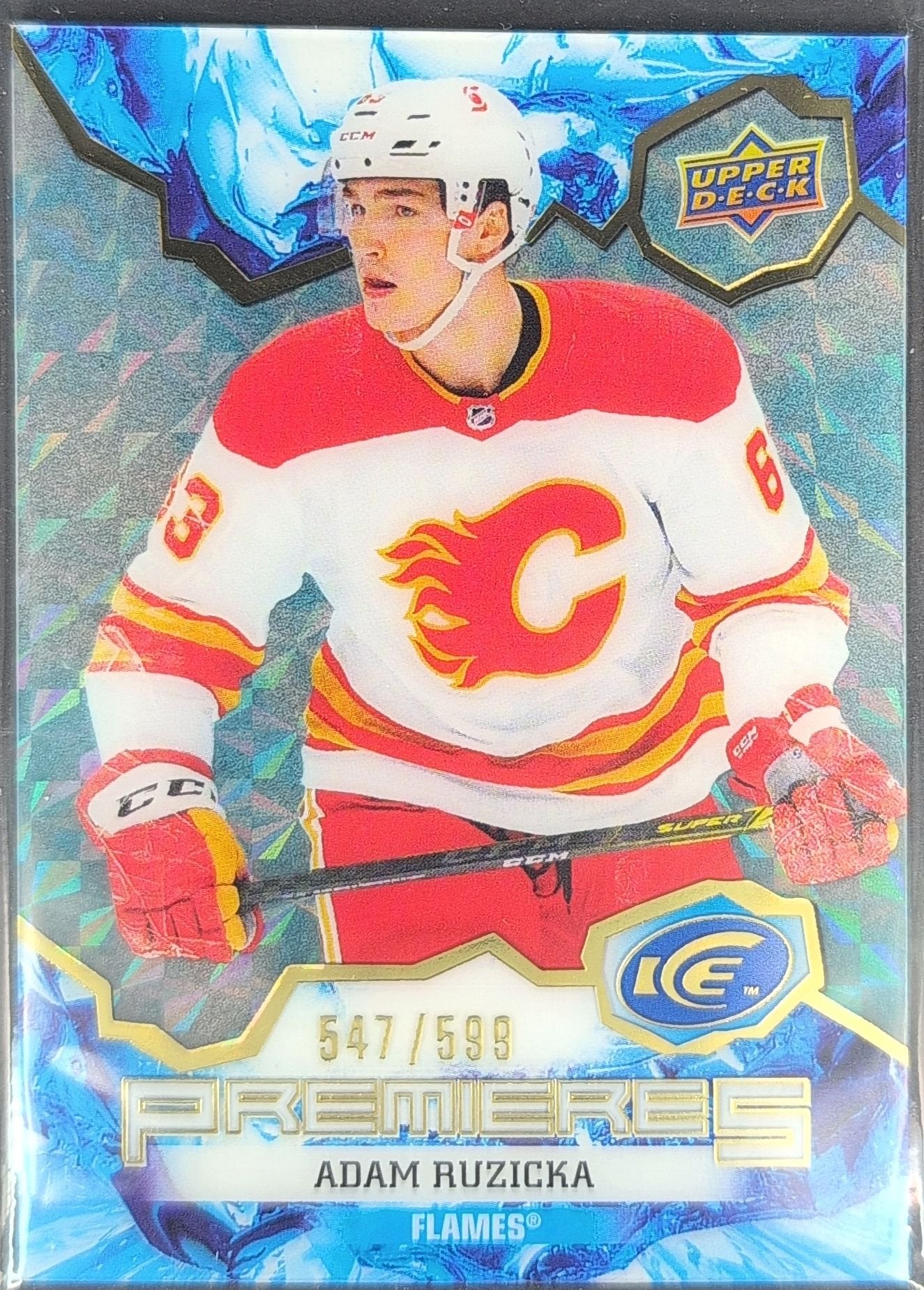Adam Ruzicka 2021-22 Upper Deck Ice #151 Blue Rookie RC Calgary Flames - front image