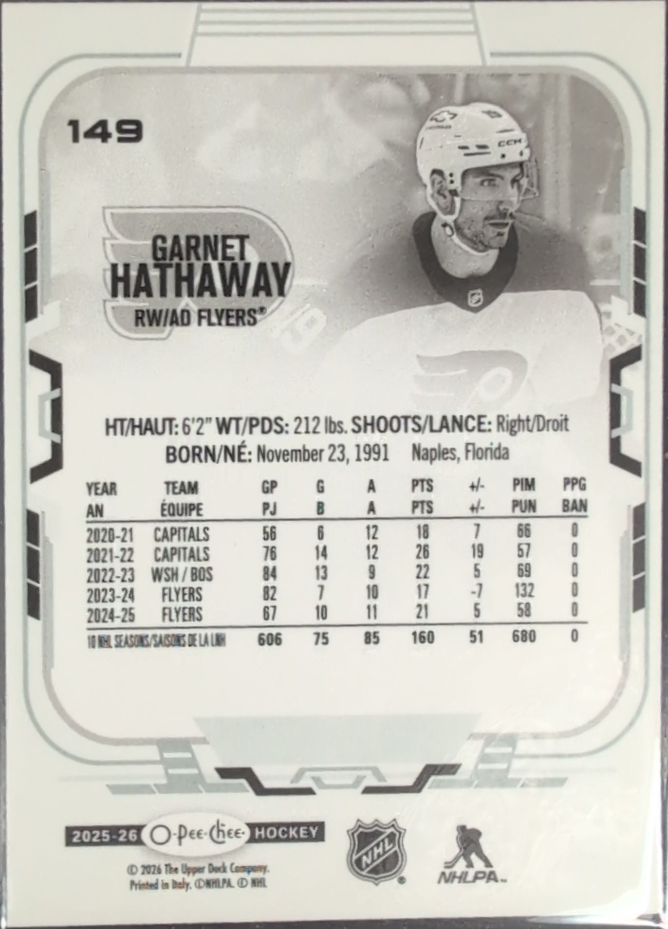 2025-26 O-Pee-Chee Garnet Hathaway #149 Philadelphia Flyers back