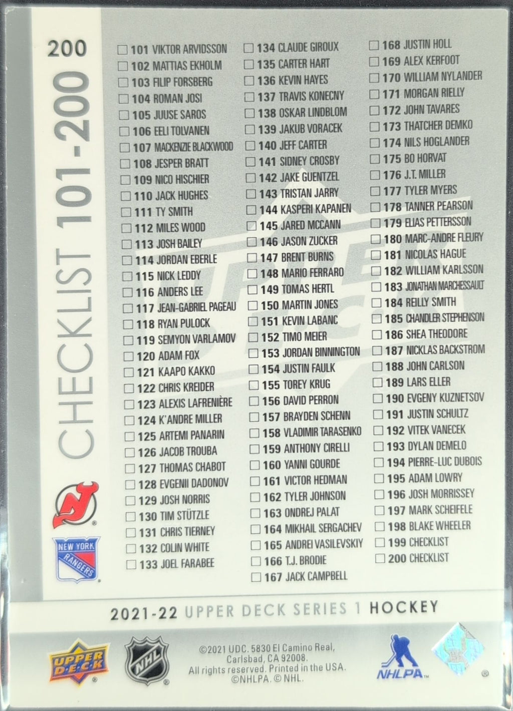 2021-22 Upper Deck Jack Hughes / Alexis Lafreniere #200 Devils/Rangers back