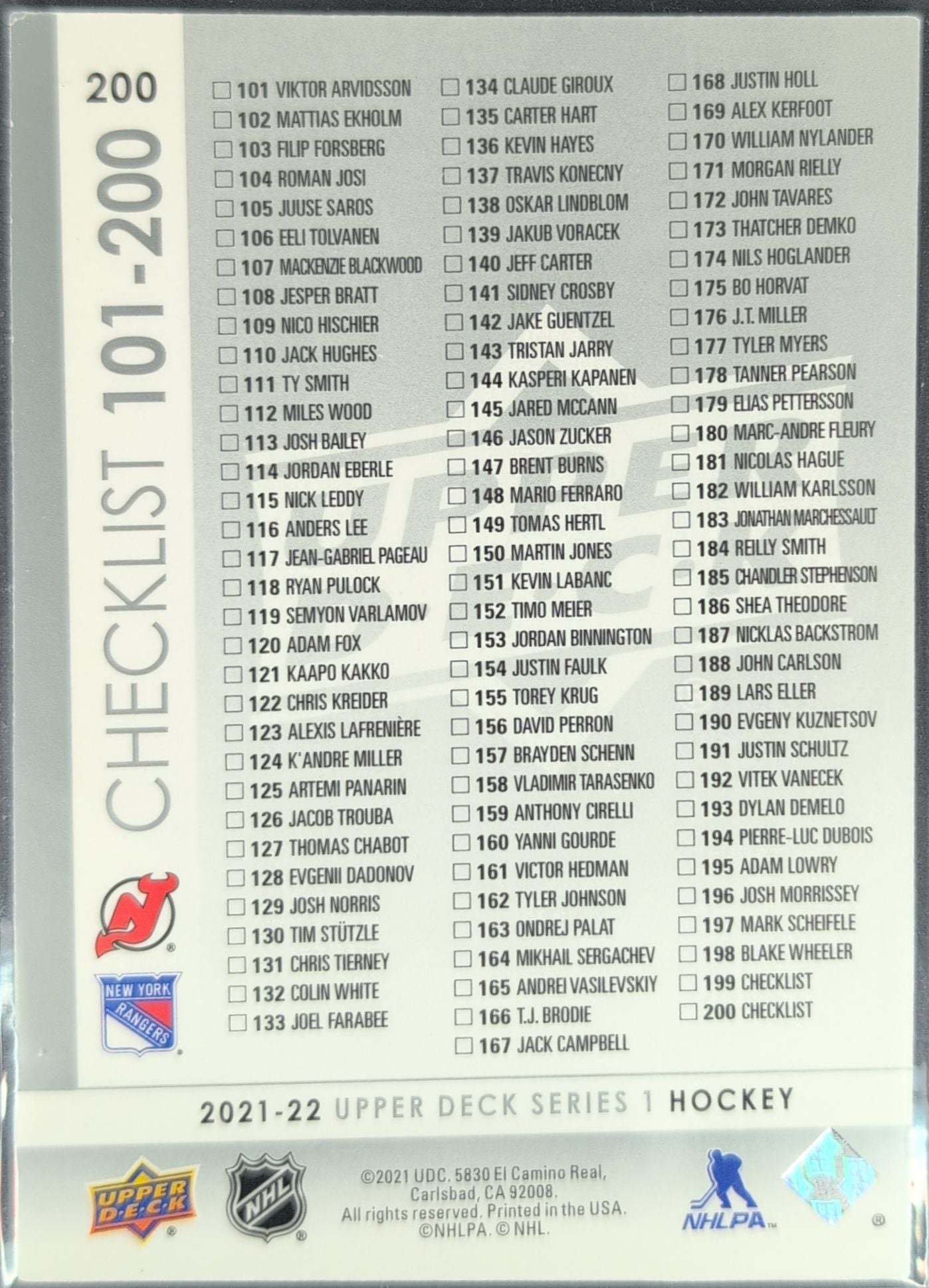 2021-22 Upper Deck Jack Hughes / Alexis Lafreniere #200 Devils/Rangers back