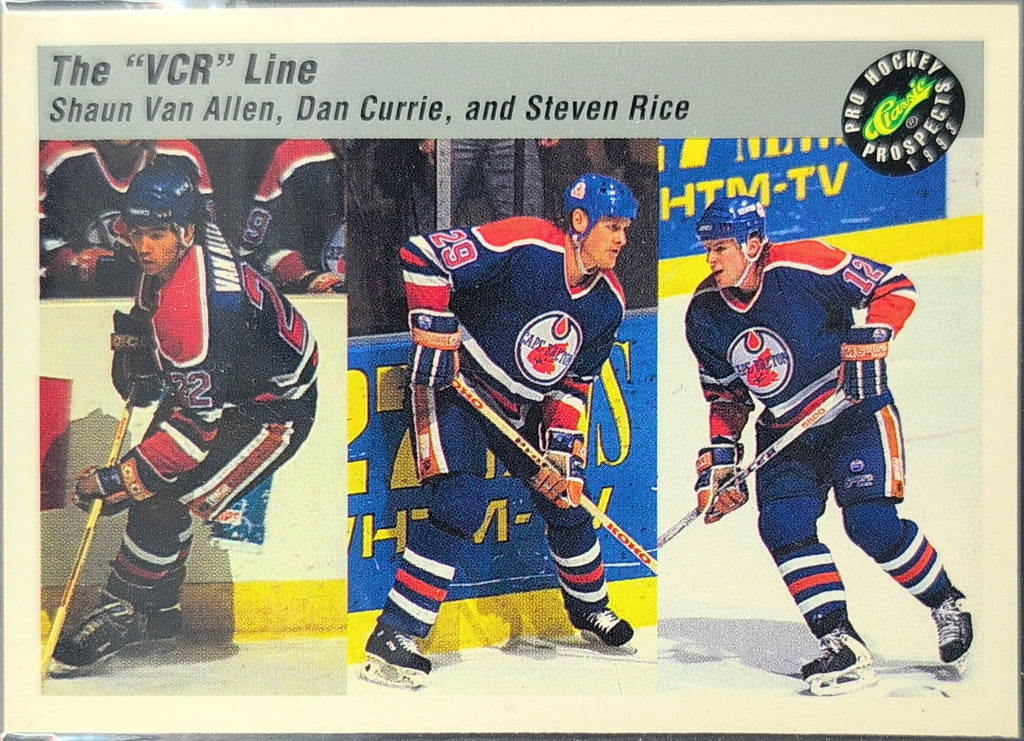 1993 Classic Pro Prospects The "VCR" Line (Shaun Van Allen / Dan Currie / Steven Rice) #150 Cape Breton Oilers front