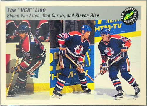 1993 Classic Pro Prospects The "VCR" Line (Shaun Van Allen / Dan Currie / Steven Rice) #150 Cape Breton Oilers front